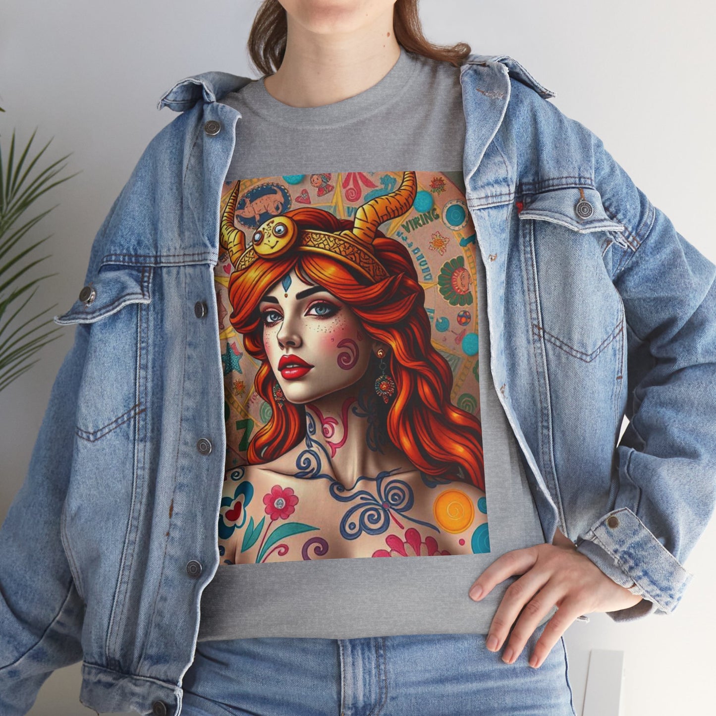 Unisex Heavy Cotton T-Shirt, Virgo, Zodiac v1, Sexy Art