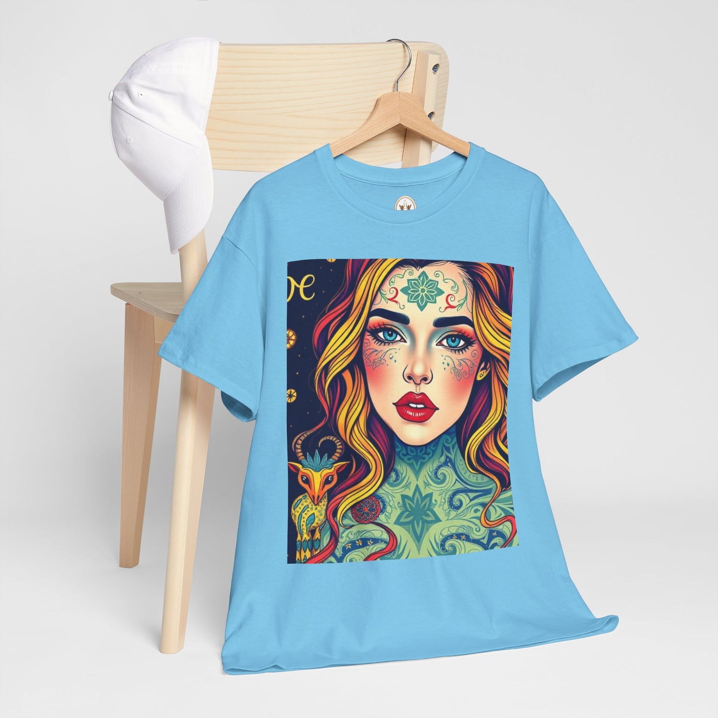 Unisex Heavy Cotton T-Shirt, Aquarius, Zodiac v2, Sexy Art