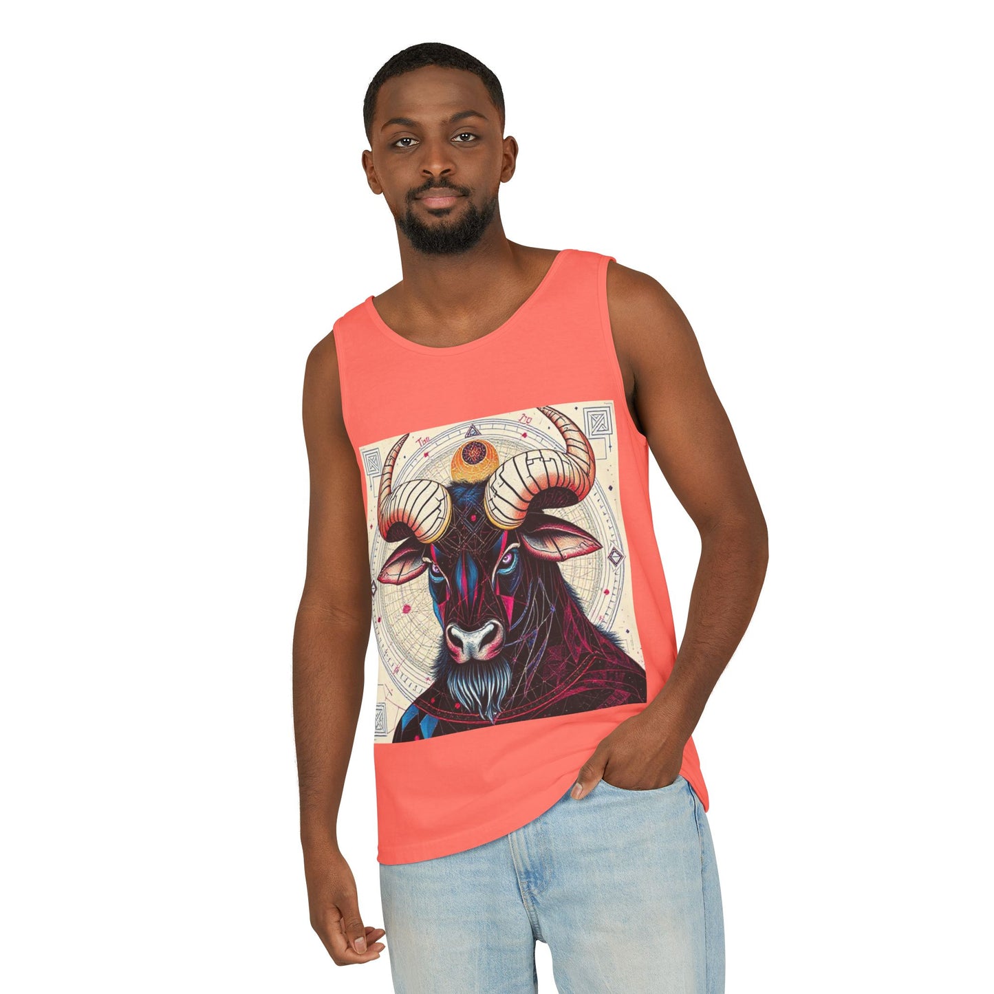 Unisex Garment-Dyed, Tank Top, Taurus Design, Pop Art, 100% US cotton