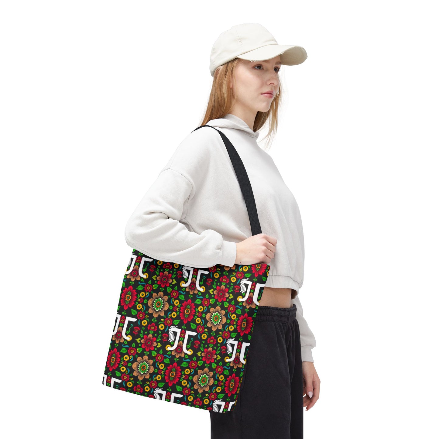 Tote Bag, (AOP), Gemini, Zodiac, Flower Pattern
