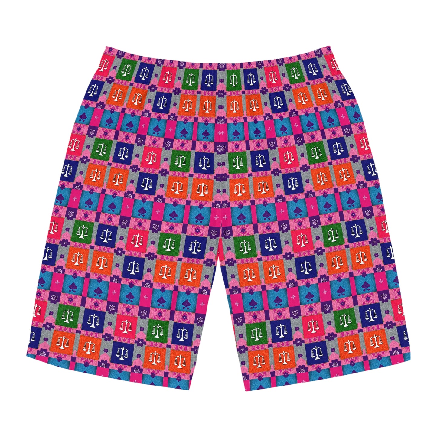 Men's Board Shorts, (AOP), Libra, Zodiac, Shape Pattern