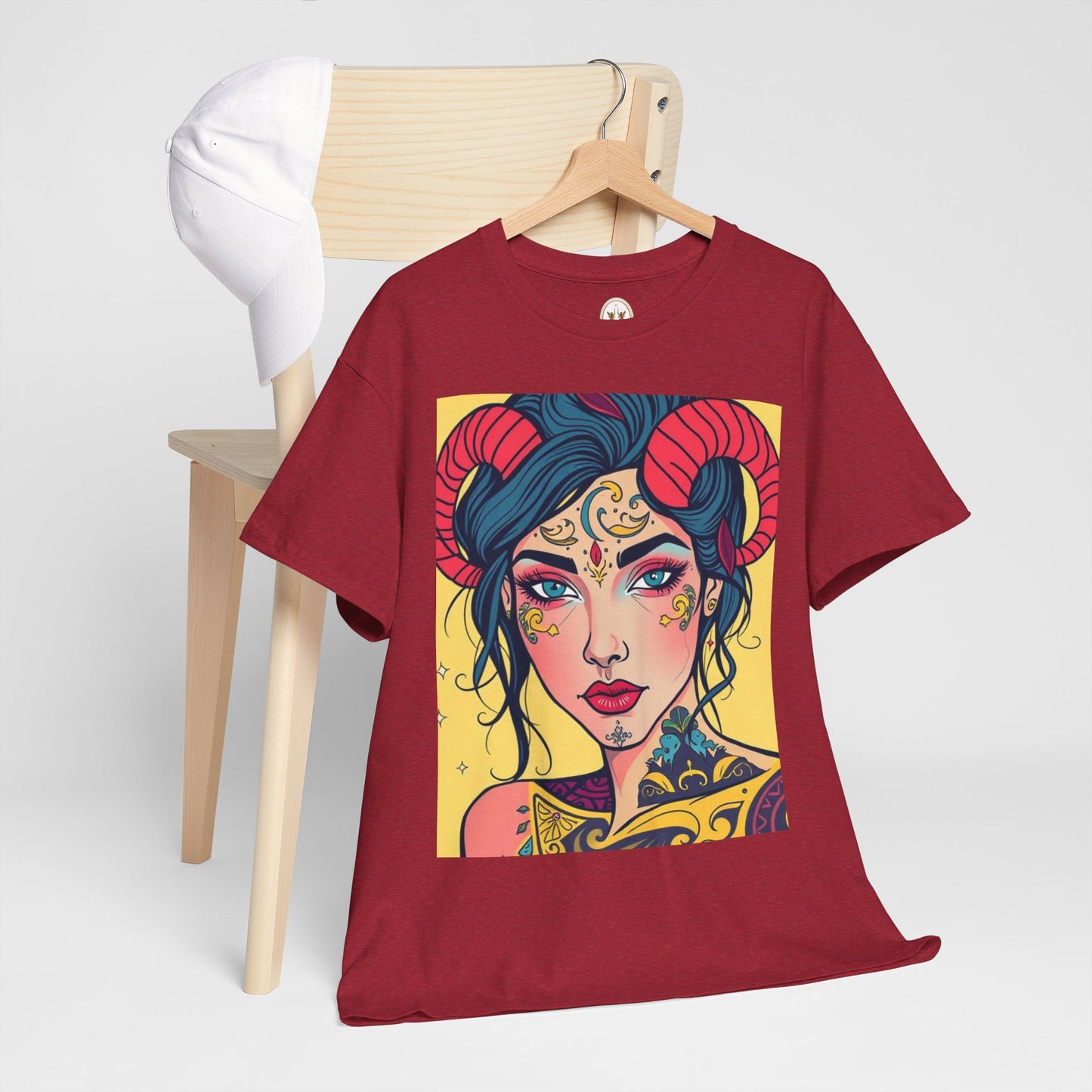 Unisex Heavy Cotton T-Shirt, Aries, Zodiac, Sexy Art