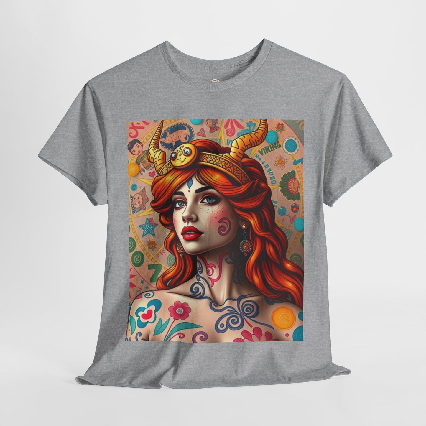 Unisex Heavy Cotton T-Shirt, Virgo, Zodiac v1, Sexy Art