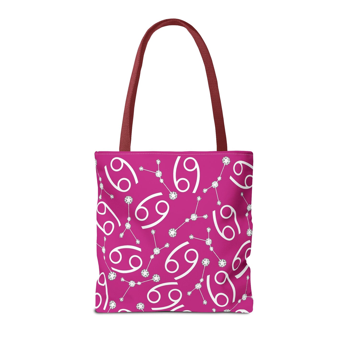 Tote Bag, Cancer Zodiac Sign, AOP, (Pink, White)