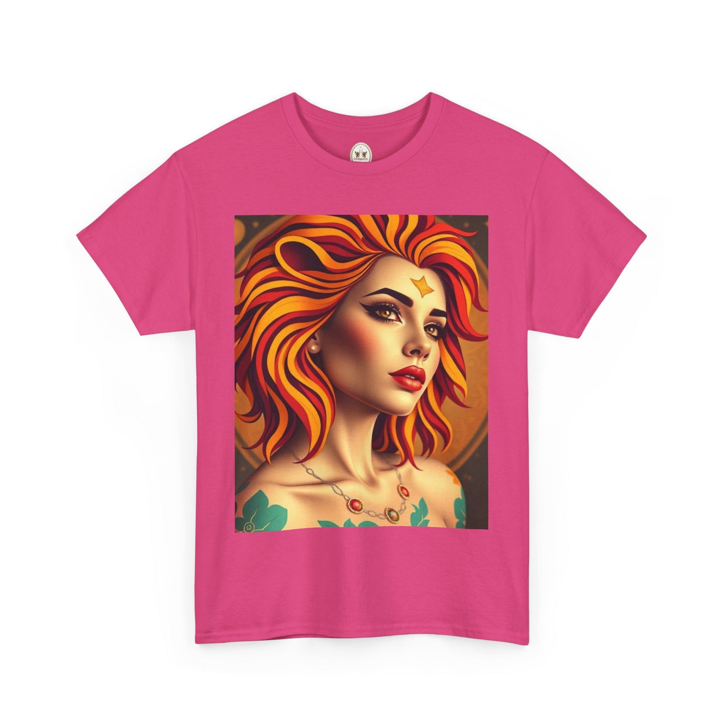 Unisex Heavy Cotton T-Shirt, Leo, Zodiac v3, Sexy Art