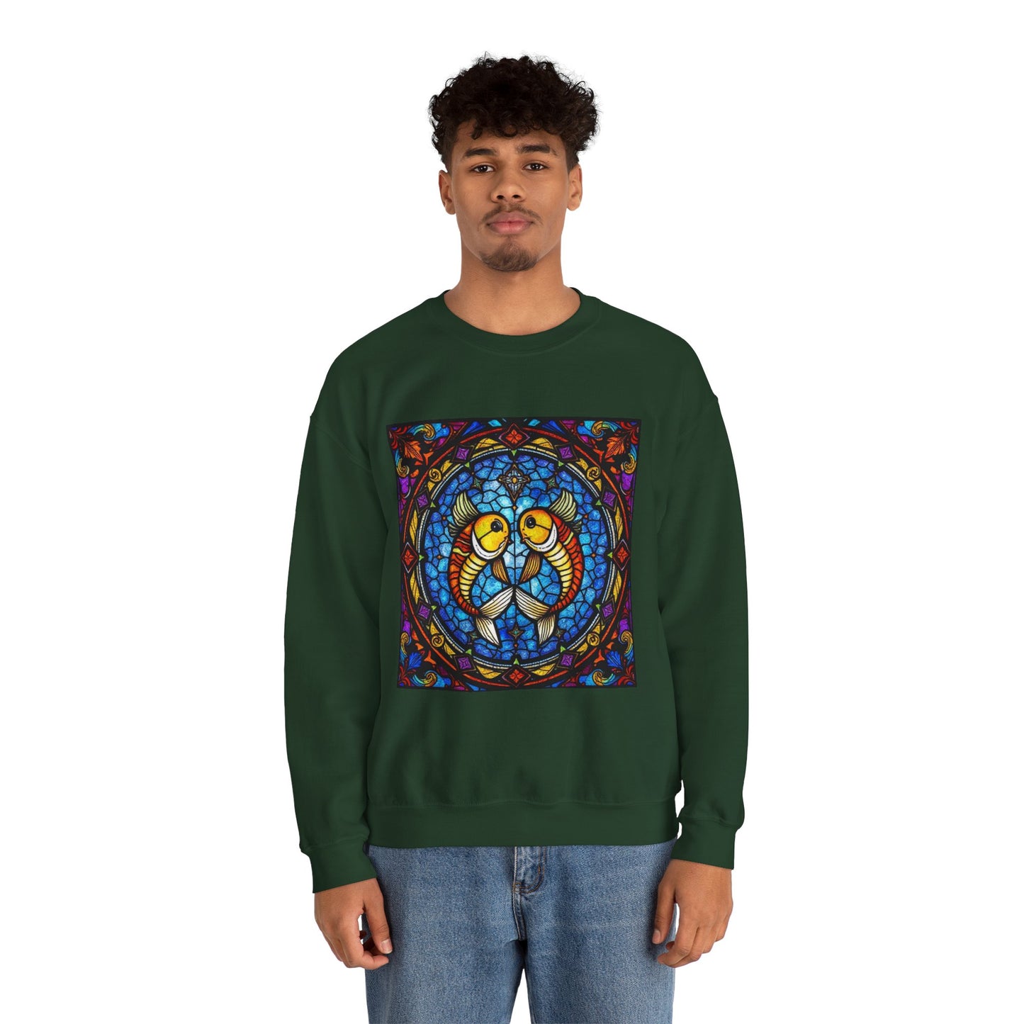 Unisex Heavy Blend™ Crewneck Sweatshirt, Glass 1, Pisces Zodiac Design