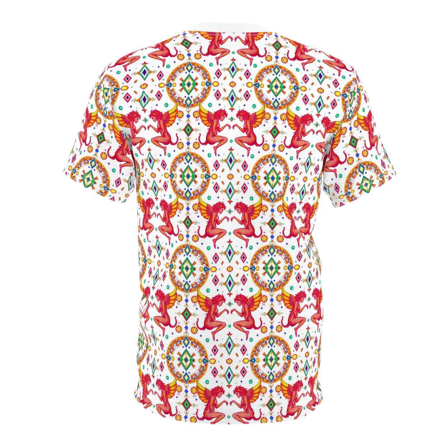 Unisex Cut & Sew T-Shirt, (AOP), Gemini, Zodiac v4, Jewels Pattern