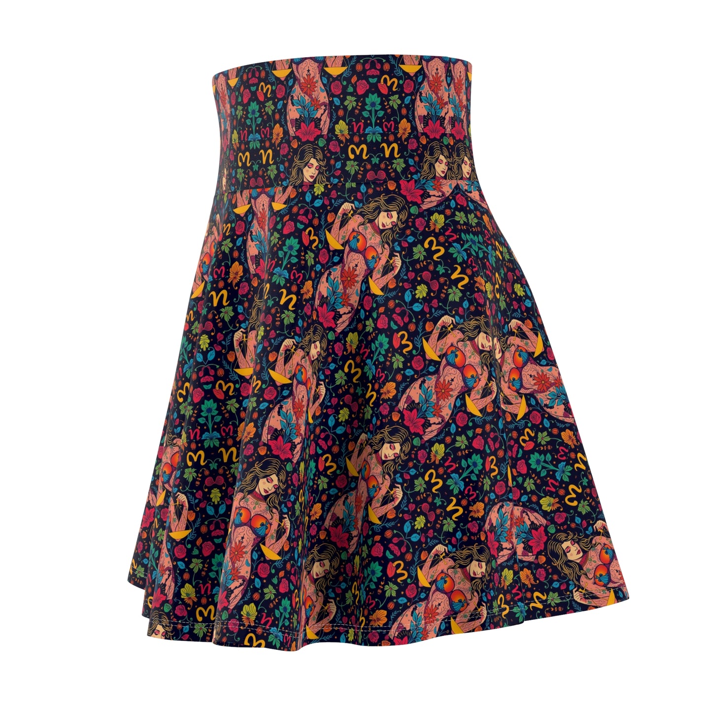 Women's Skater Skirt, (AOP), Libra, Zodiac v2, Sexy Pattern