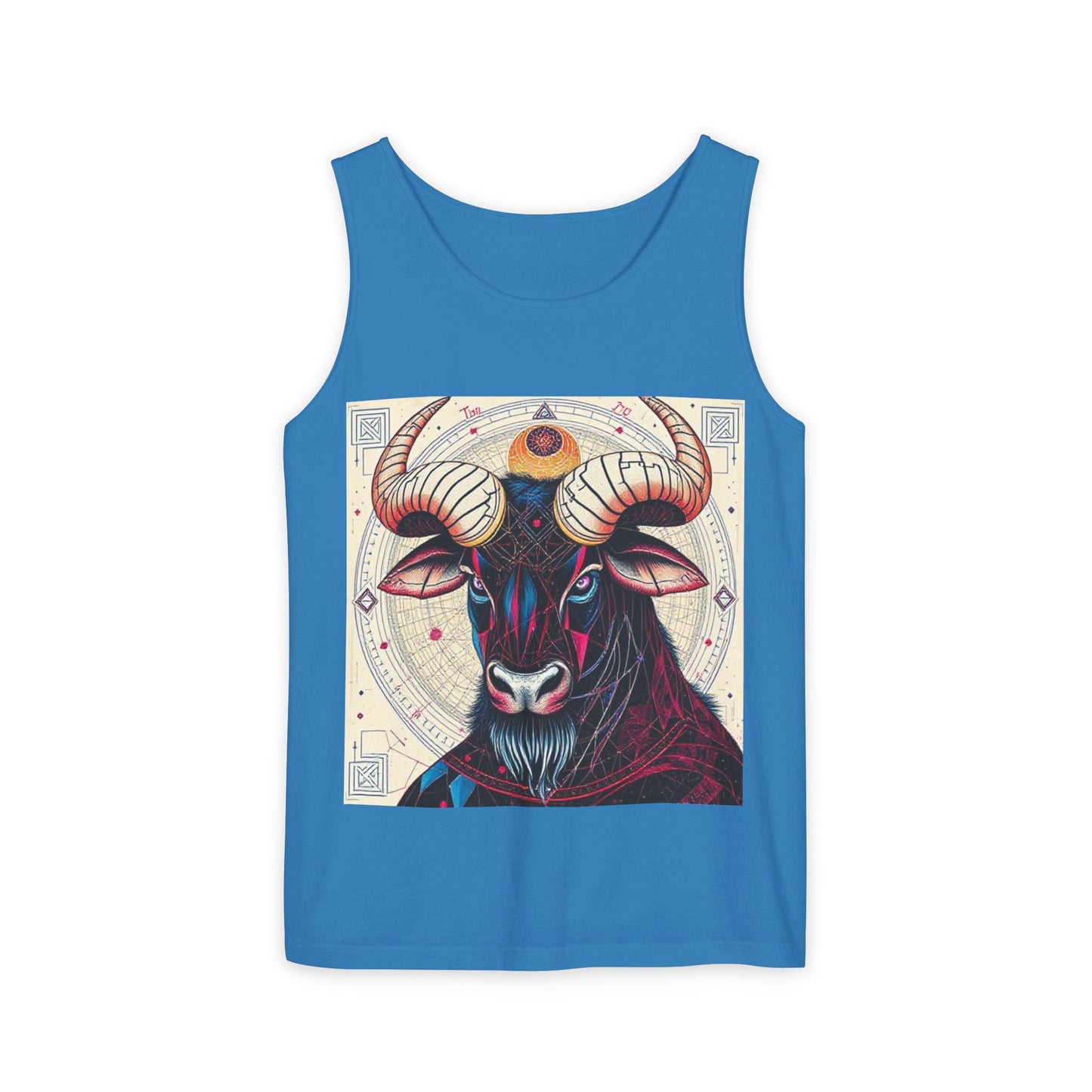 Unisex Garment-Dyed, Tank Top, Taurus Design, Pop Art, 100% US cotton