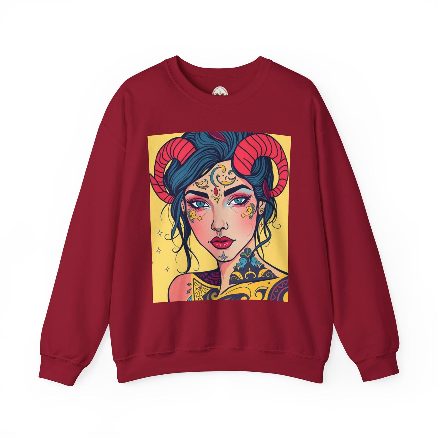 Unisex Heavy Blend™ Crewneck Sweatshirt, Aries, Zodiac v2, Sexy Pattern