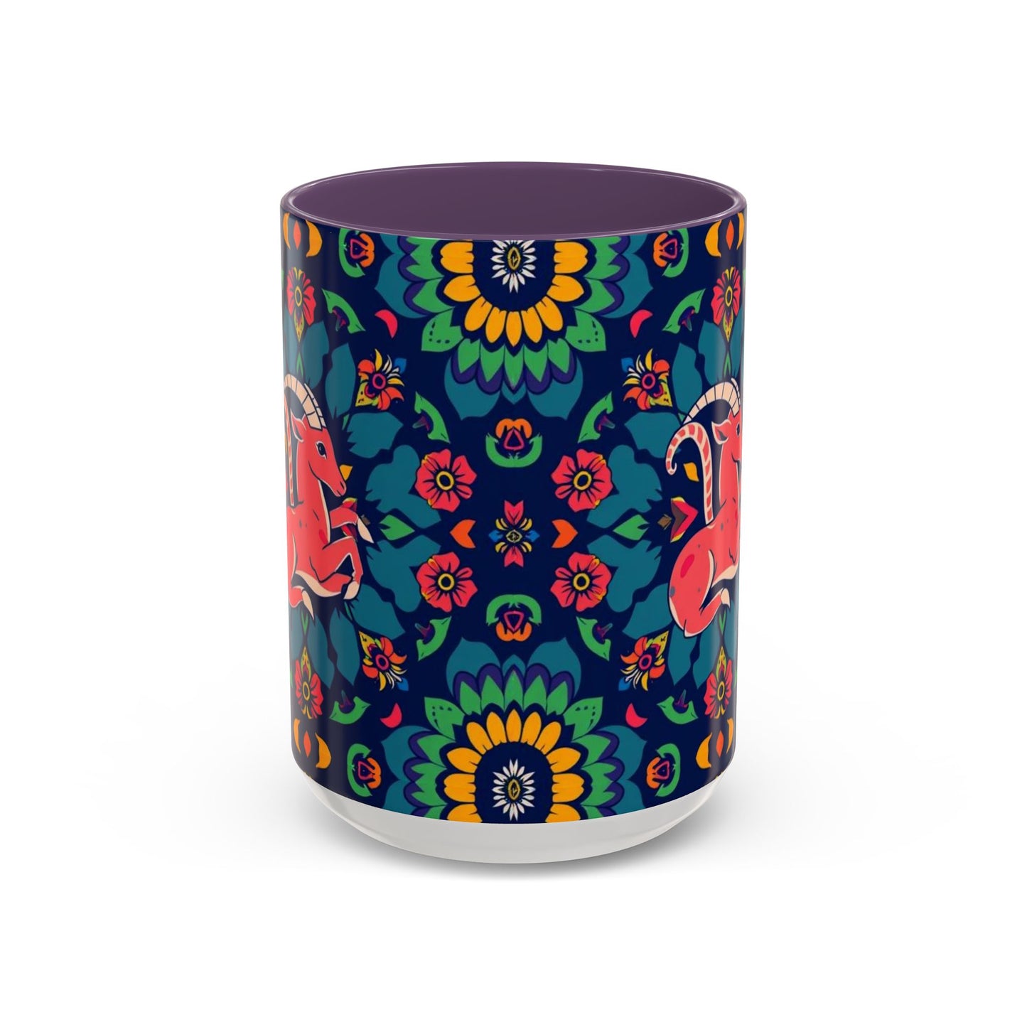 Accent Coffee Mug, Capricorn, Zodiac, Flower Pattern, (11, 15oz)