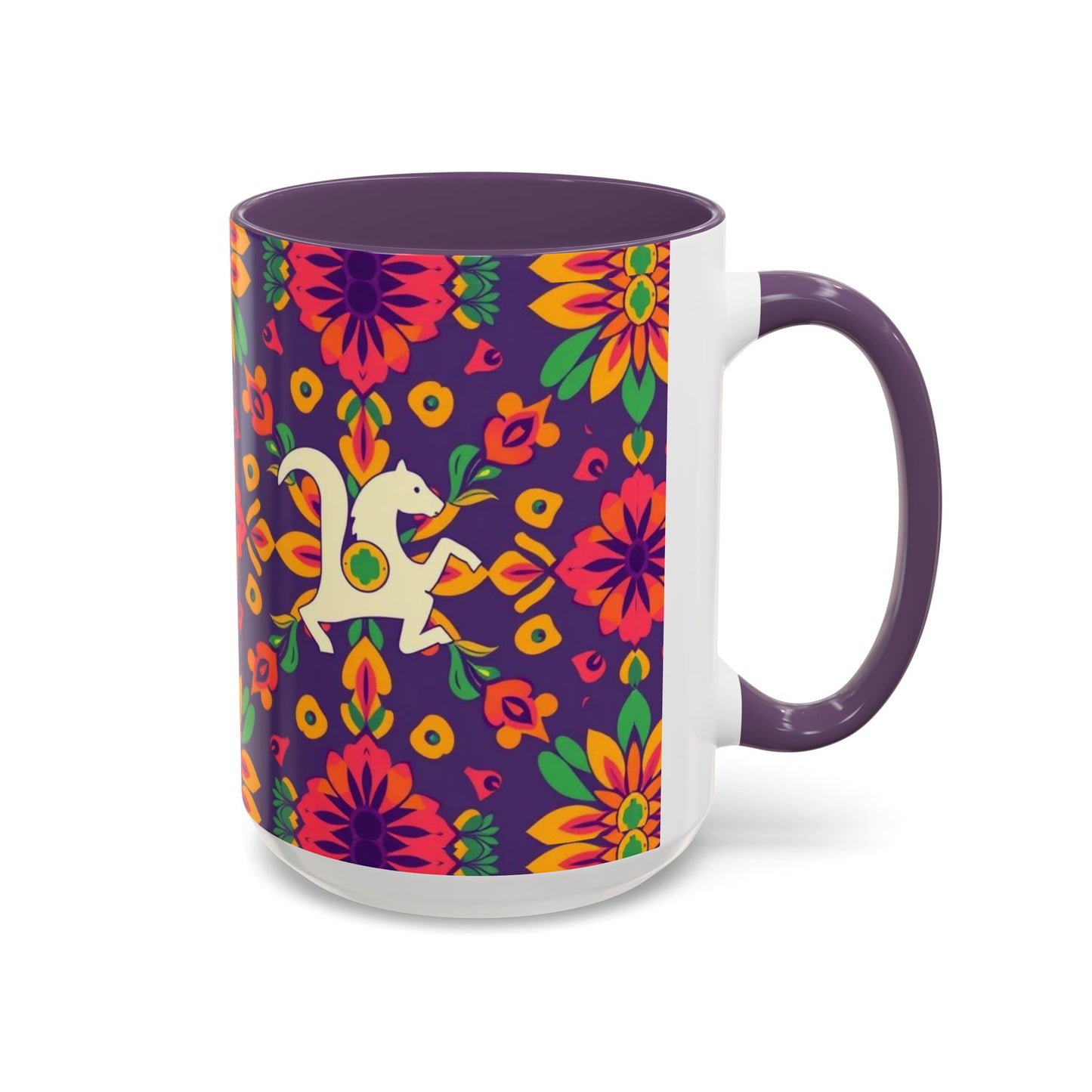 Accent Coffee Mug, Aquarius, Zodiac v2, Flower Pattern, (11, 15oz)
