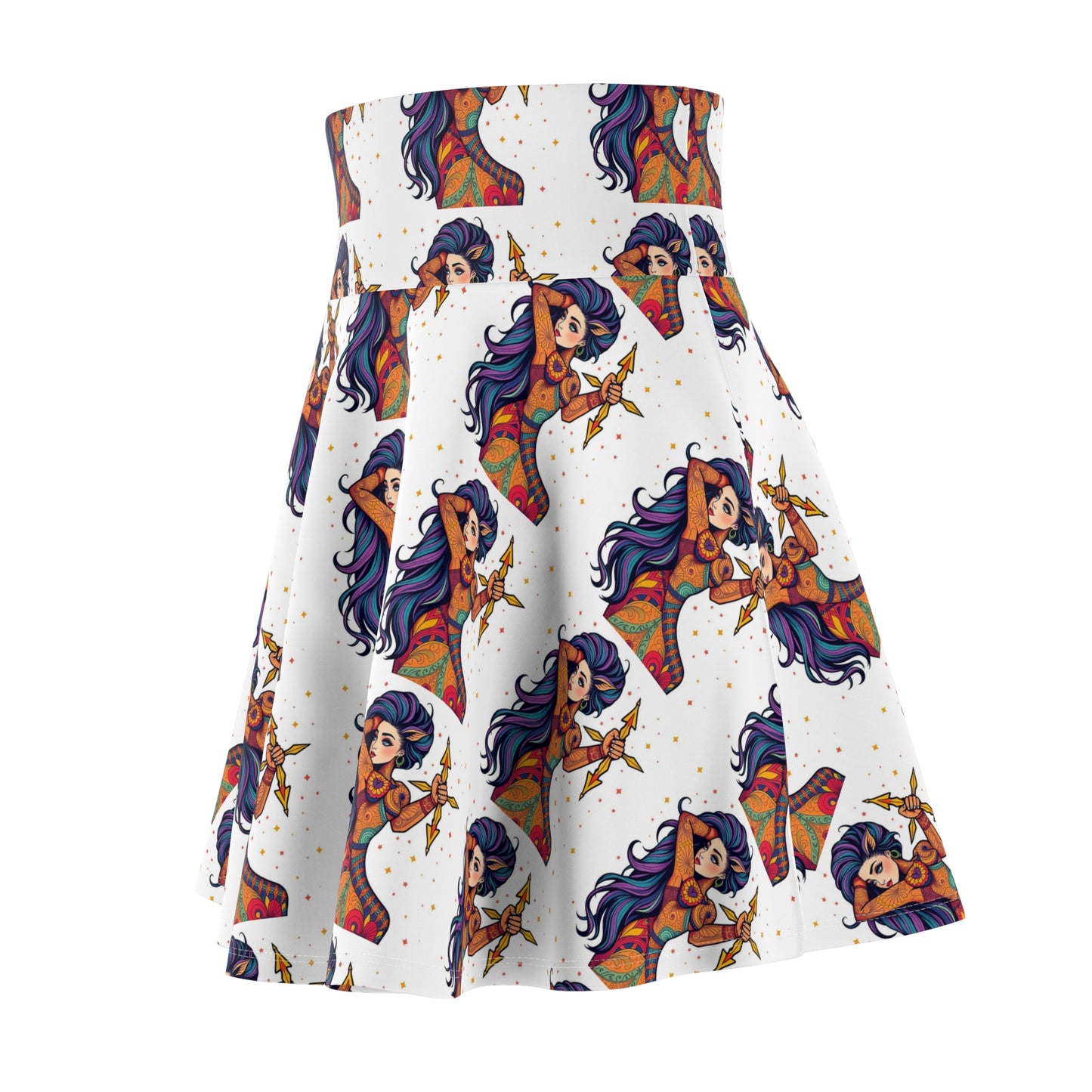Women's Skater Skirt, (AOP), Sagittarius, Zodiac v4, Sexy Pattern