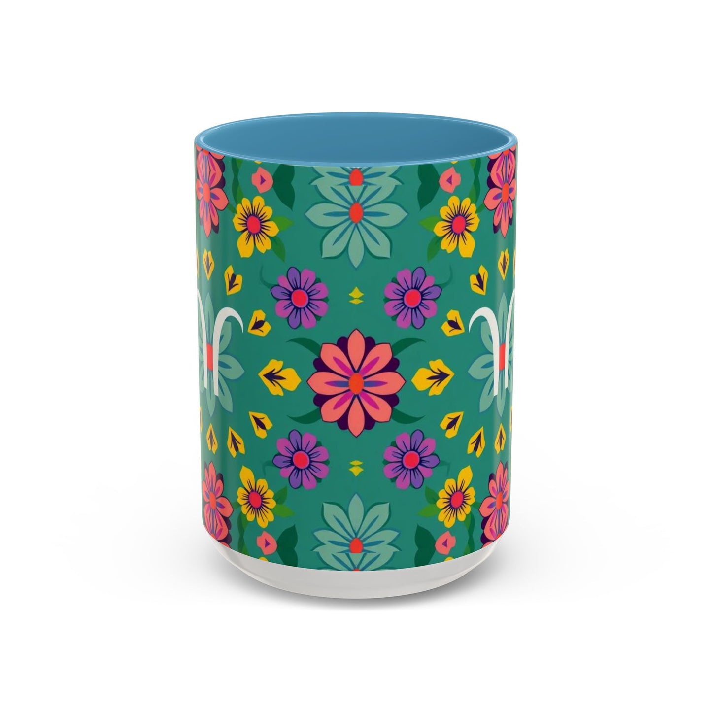 Accent Coffee Mug, Aquarius, Zodiac v3, Flower Pattern, (11, 15oz)