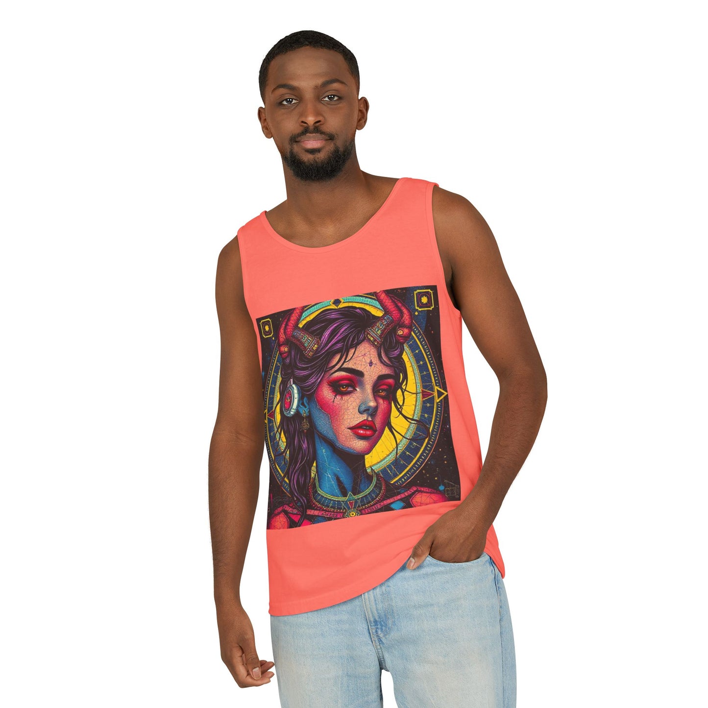 Unisex Garment-Dyed, Tank Top, Scorpio Design, Pop Art, 100% US cotton