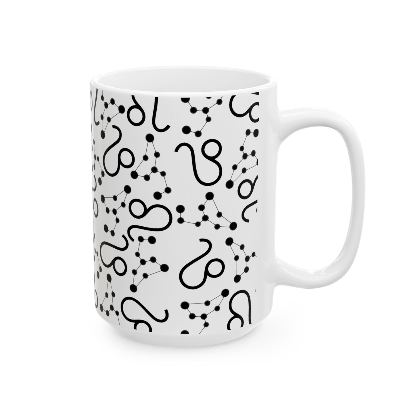 Ceramic Mug, (11oz, 15oz), Ceramic Coffee Mug, AOP, Leo Zodiac Design