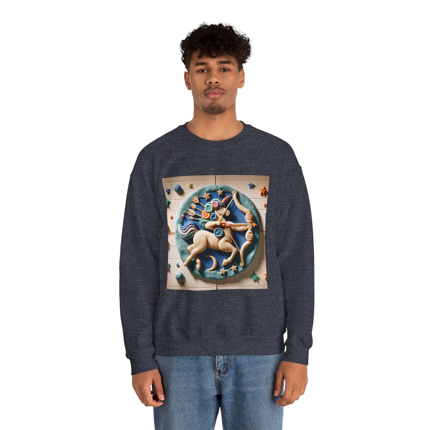 Unisex Heavy Blend™ Crewneck Sweatshirt, Colorful Horse, Sagittarius Zodiac Design