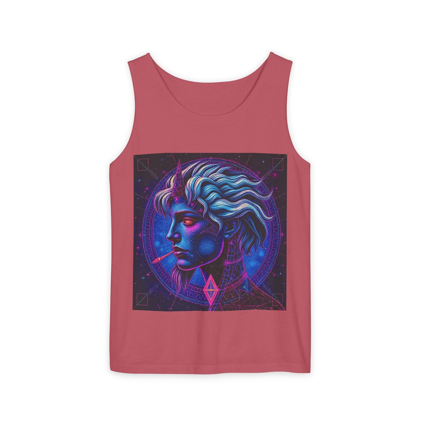 Unisex Garment-Dyed, Tank Top, Gemini, Pop Art v1, 100% US cotton