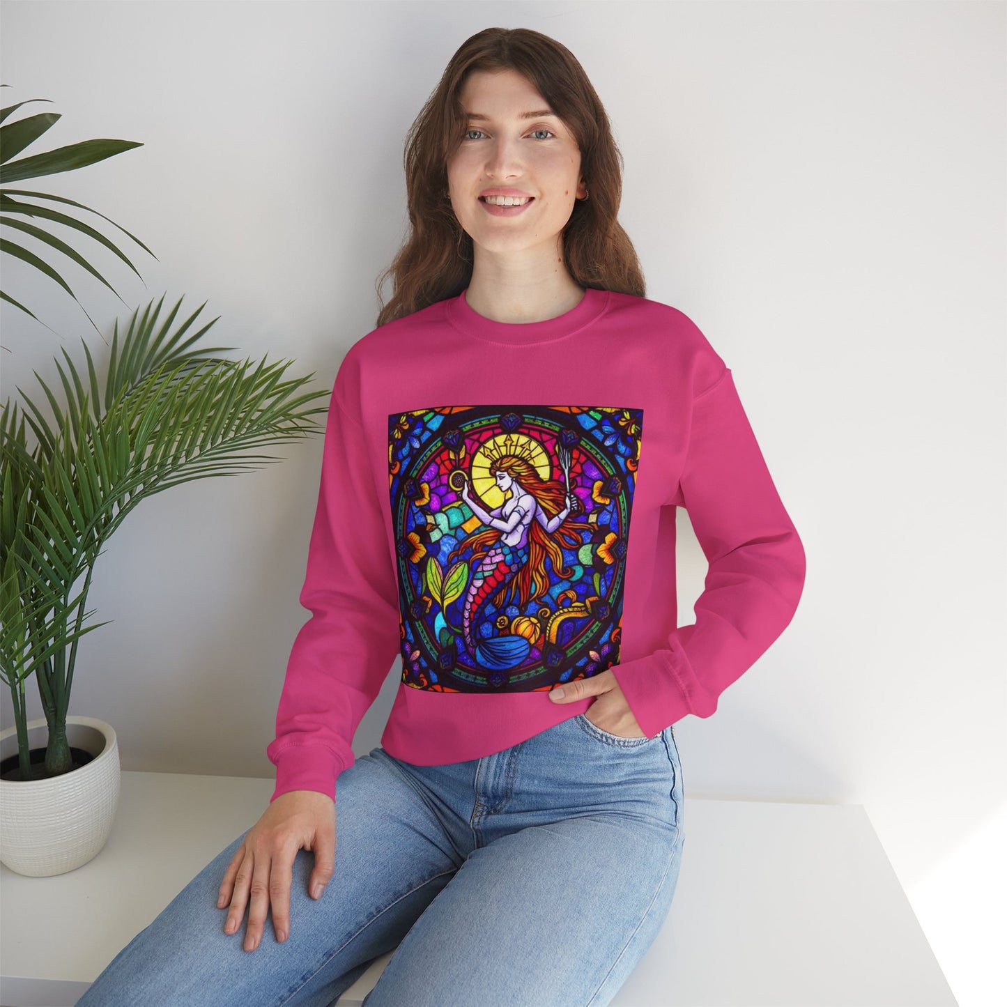 Unisex Heavy Blend™ Crewneck Sweatshirt, Glass 1, Aquarius Zodiac Design