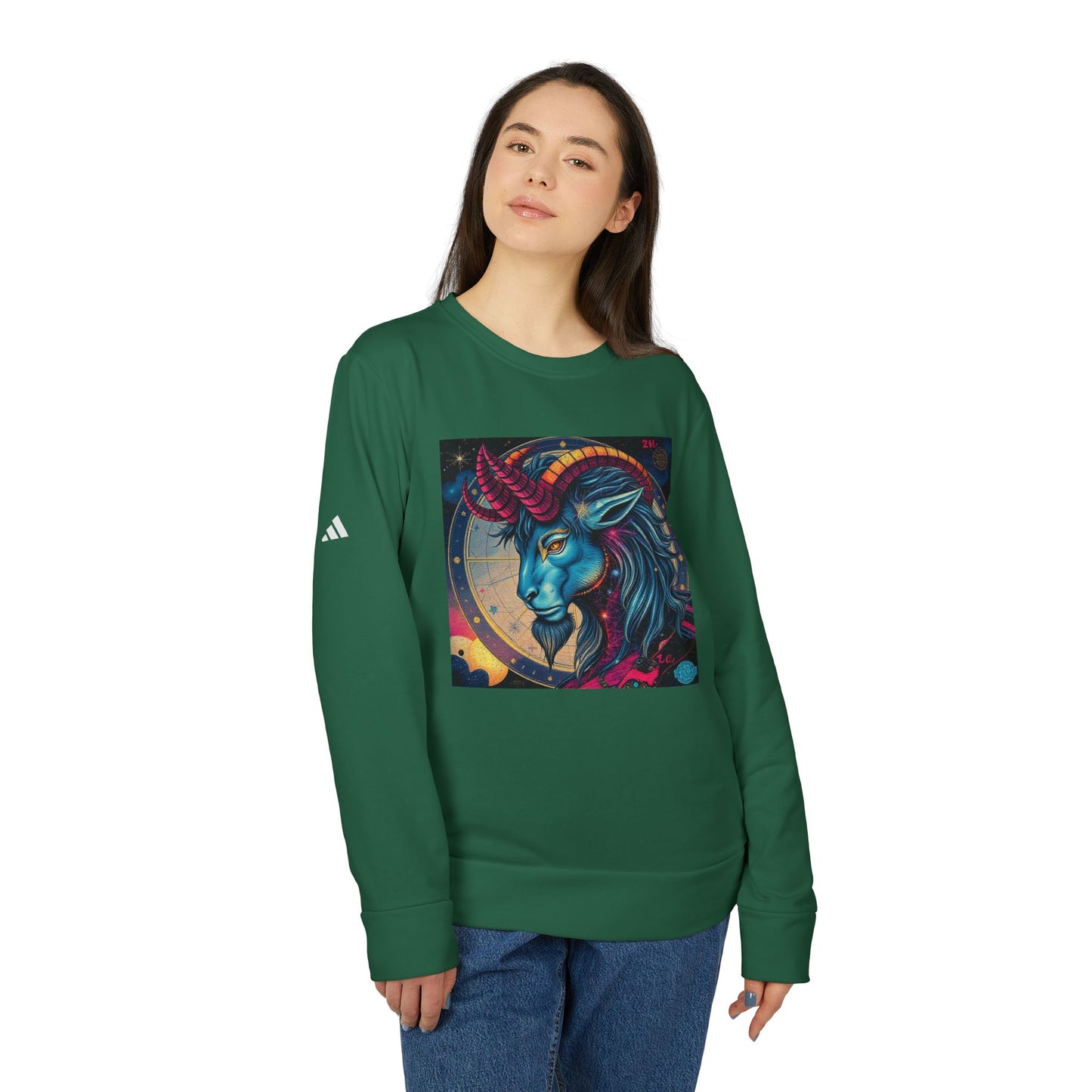Adidas, Unisex Fleece Crewneck Sweatshirt, Capricorn, Pop Art v1, Zodiac