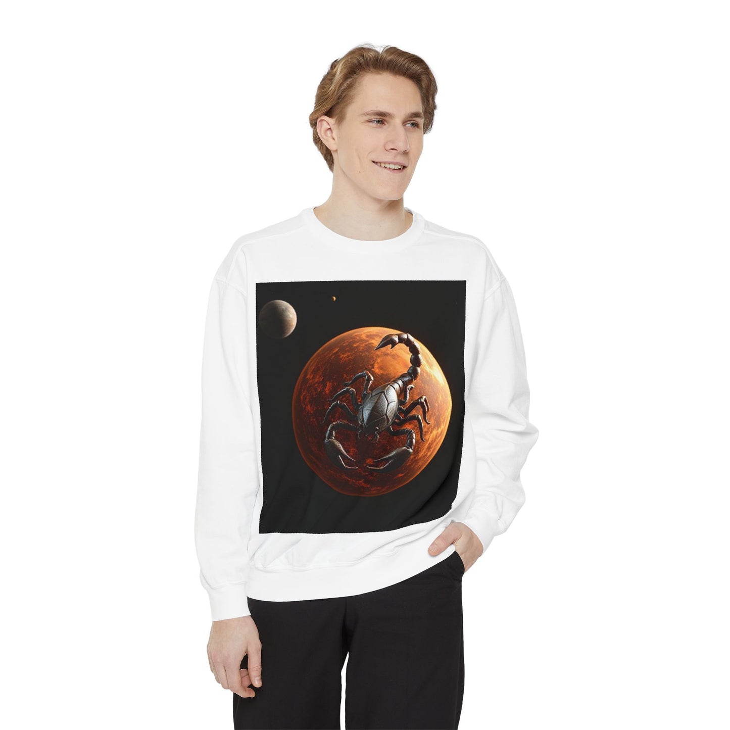 Garment-Dyed Sweatshirt, Unisex, Space Animal Design, Scorpio