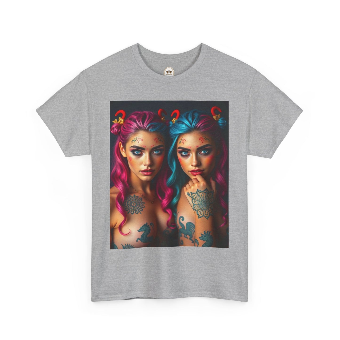 Unisex Heavy Cotton T-Shirt, Gemini, Zodiac v1, Sexy Art