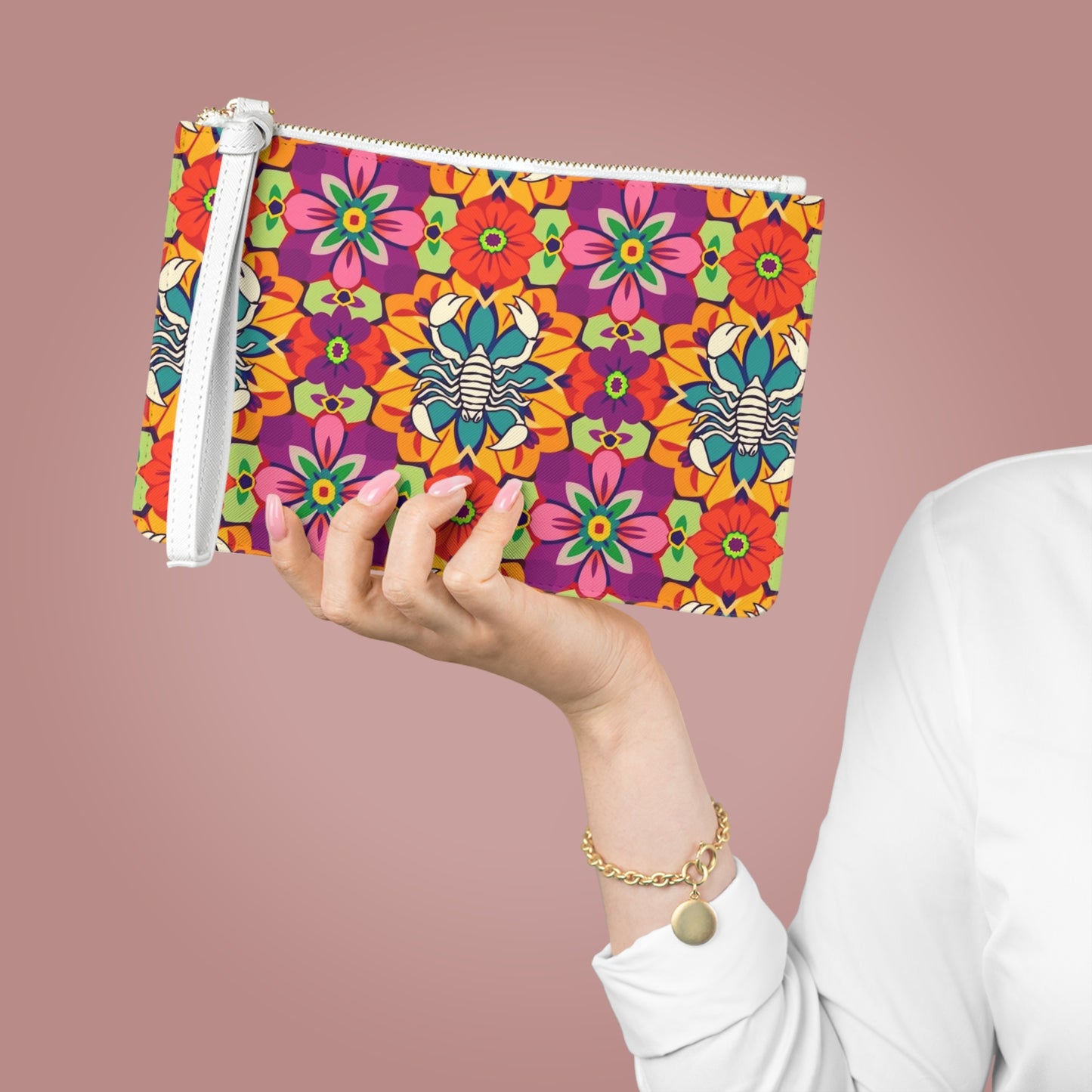Clutch Bag, Scorpio, Zodiac v4, Flower Pattern