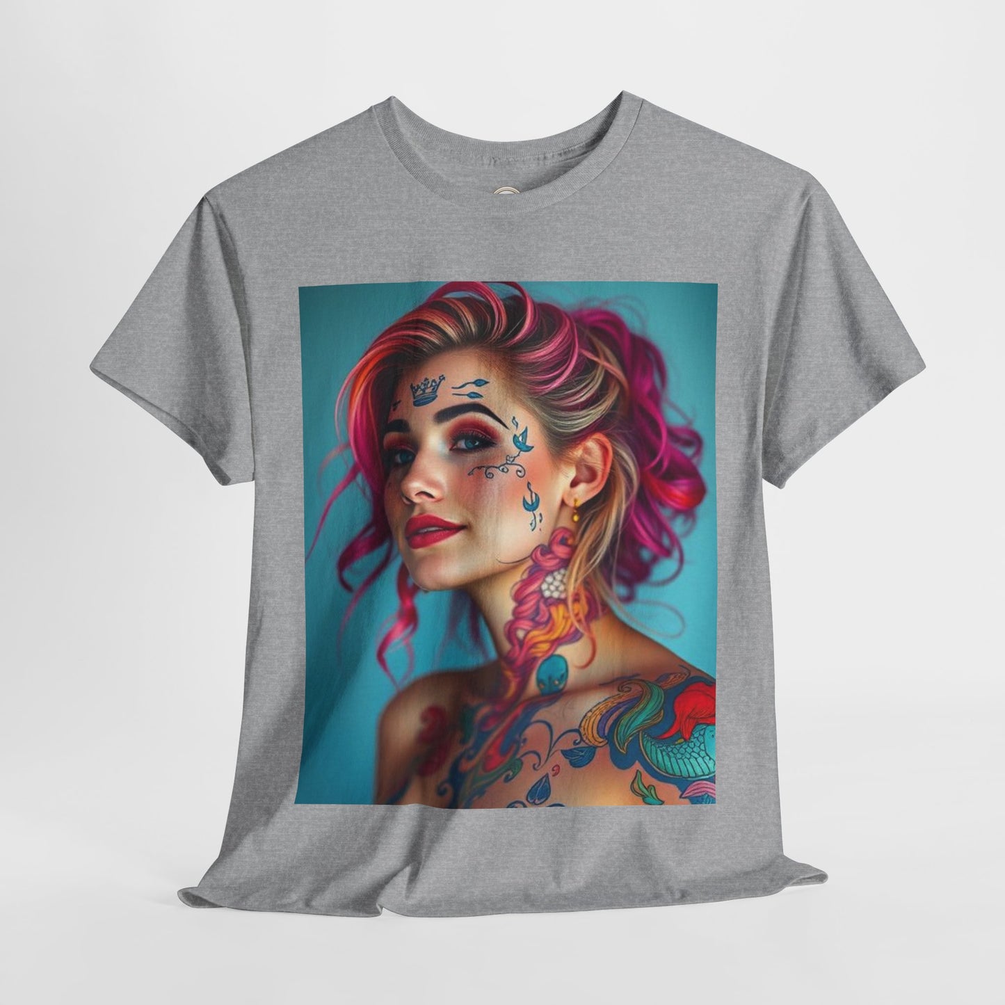 Unisex Heavy Cotton T-Shirt, Pisces, Zodiac v3, Sexy Art