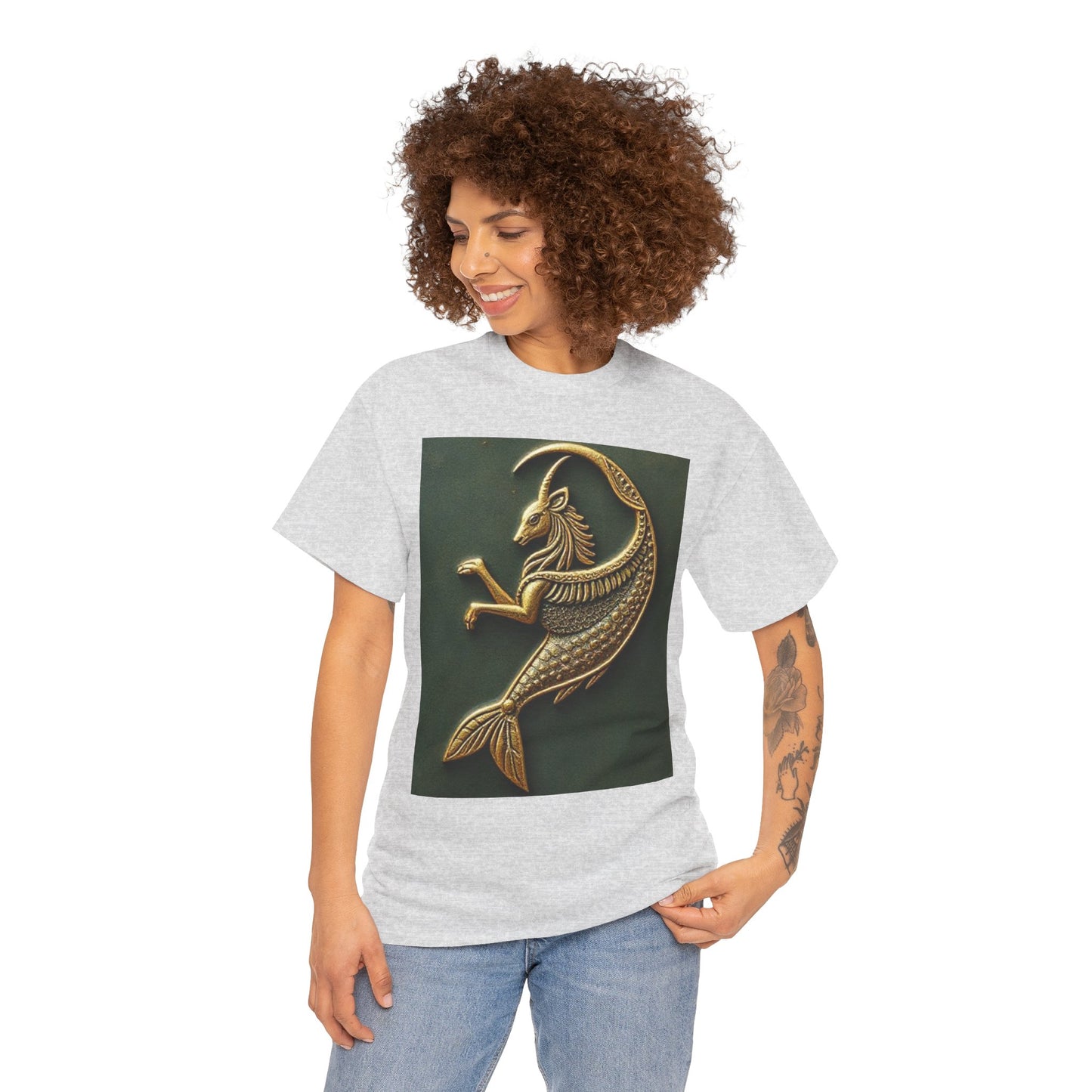 Unisex Heavy Cotton T-Shirt, Capricorn Animal. Symbol, Zodiac Design