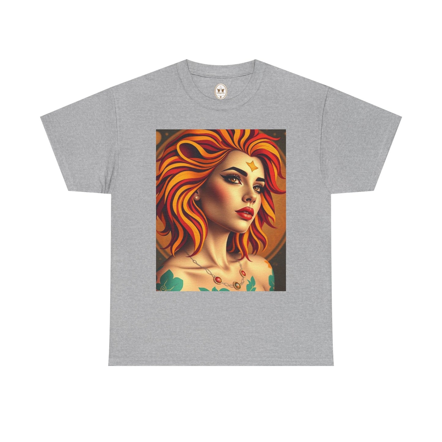 Unisex Heavy Cotton T-Shirt, Leo, Zodiac v3, Sexy Art