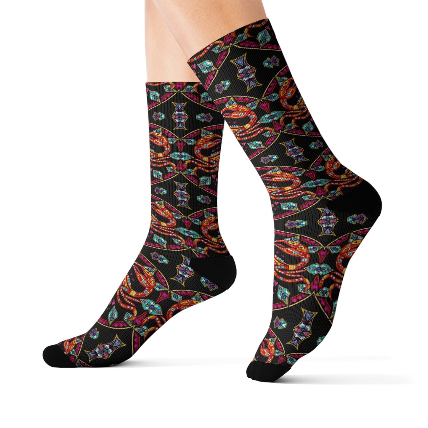 Sublimation Socks, Cancer, Zodiac v3, Jewel Pattern