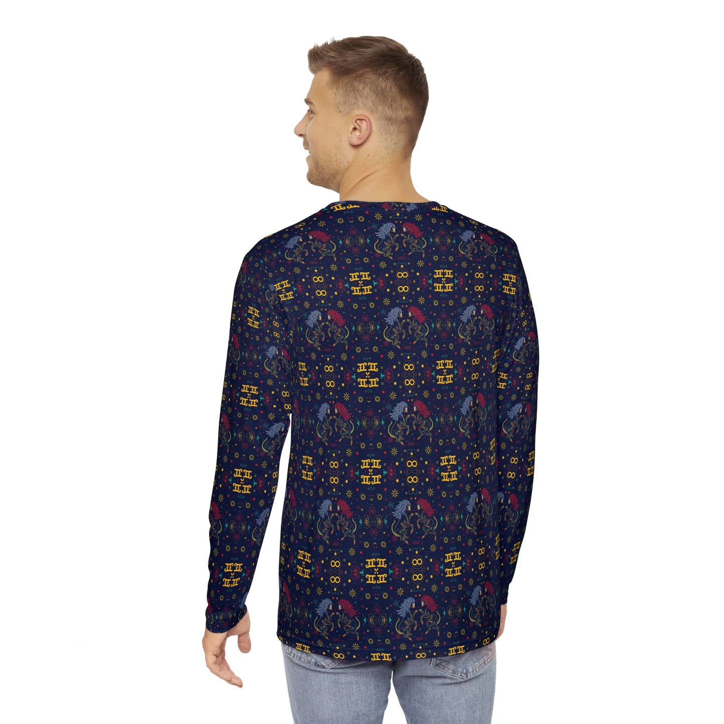 Men's Long Sleeve Shirt, (AOP), Gemini, Zodiac v4, Pattern