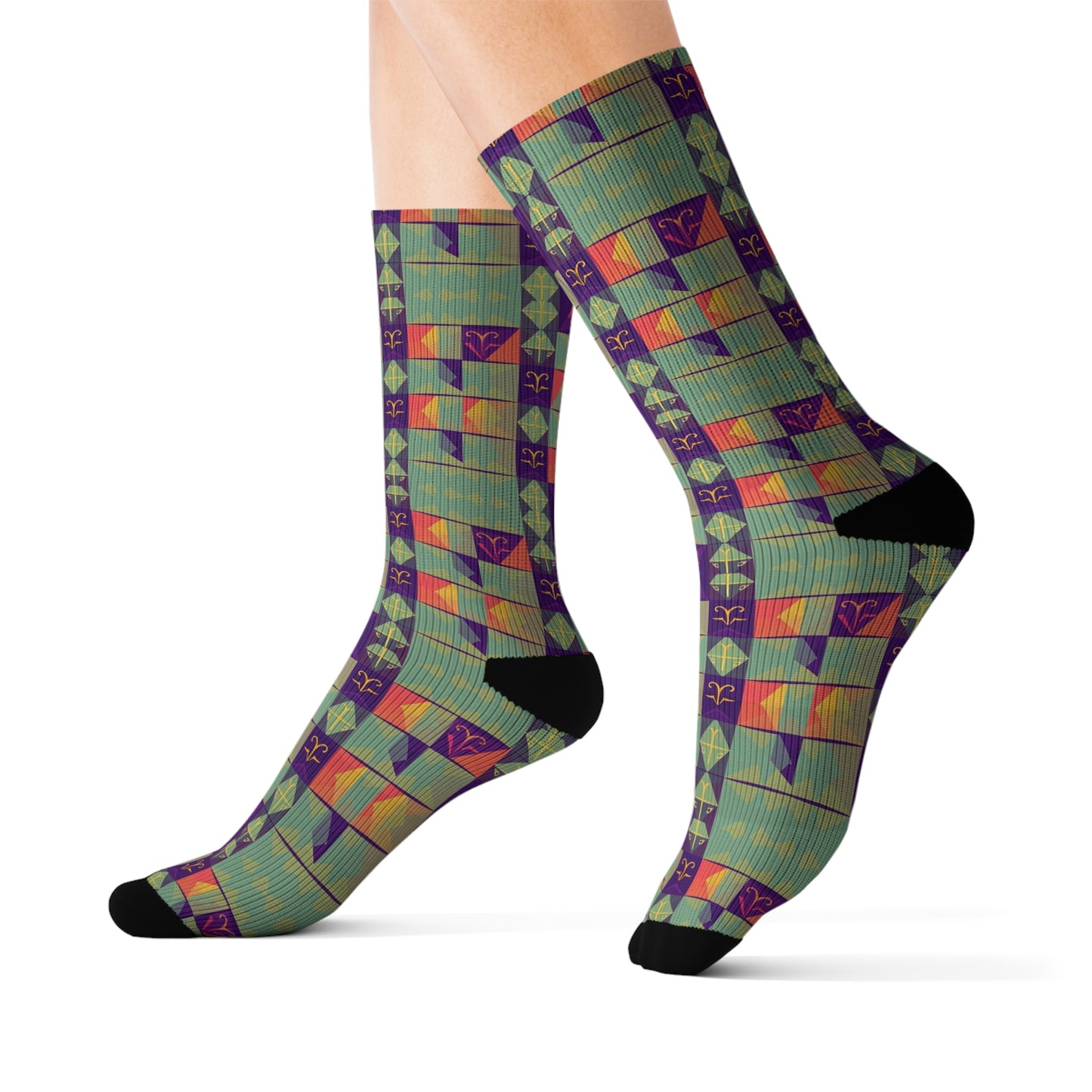 Sublimation Socks, Aquarius, Zodiac v2, Shapes Pattern