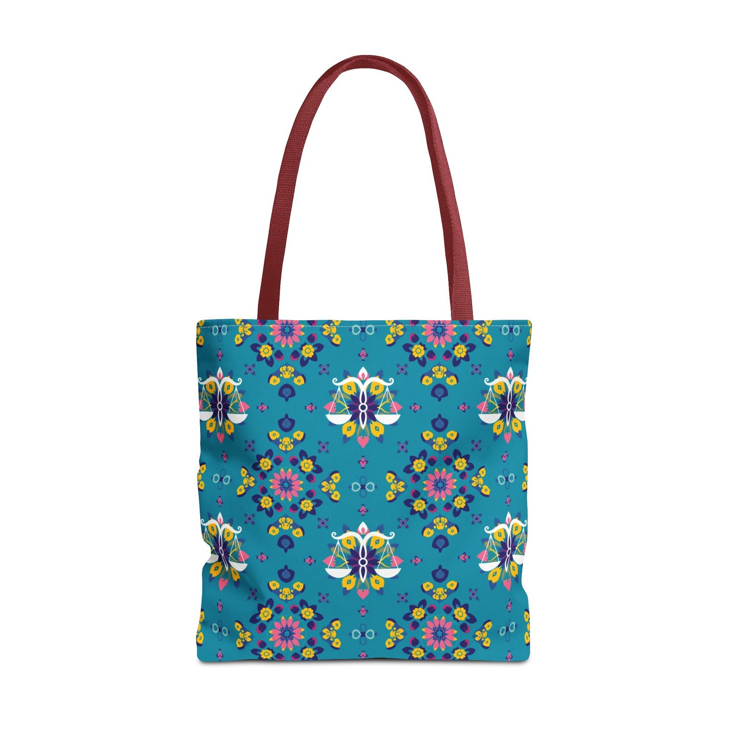 Tote Bag (AOP), Libra, Zodiac v1, Flower Pattern