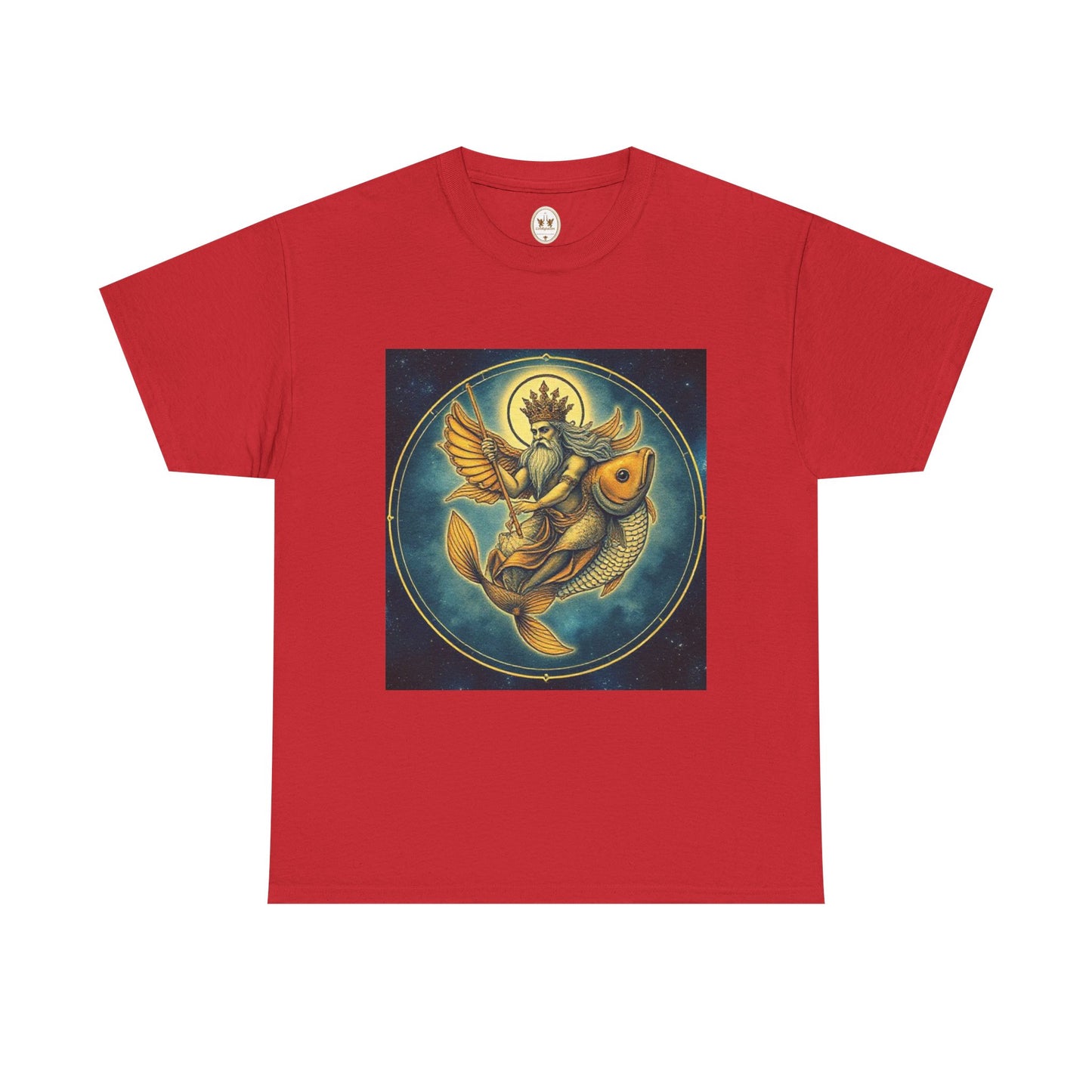 Unisex Heavy Cotton T-Shirt, Pisces King v1, Zodiac Design
