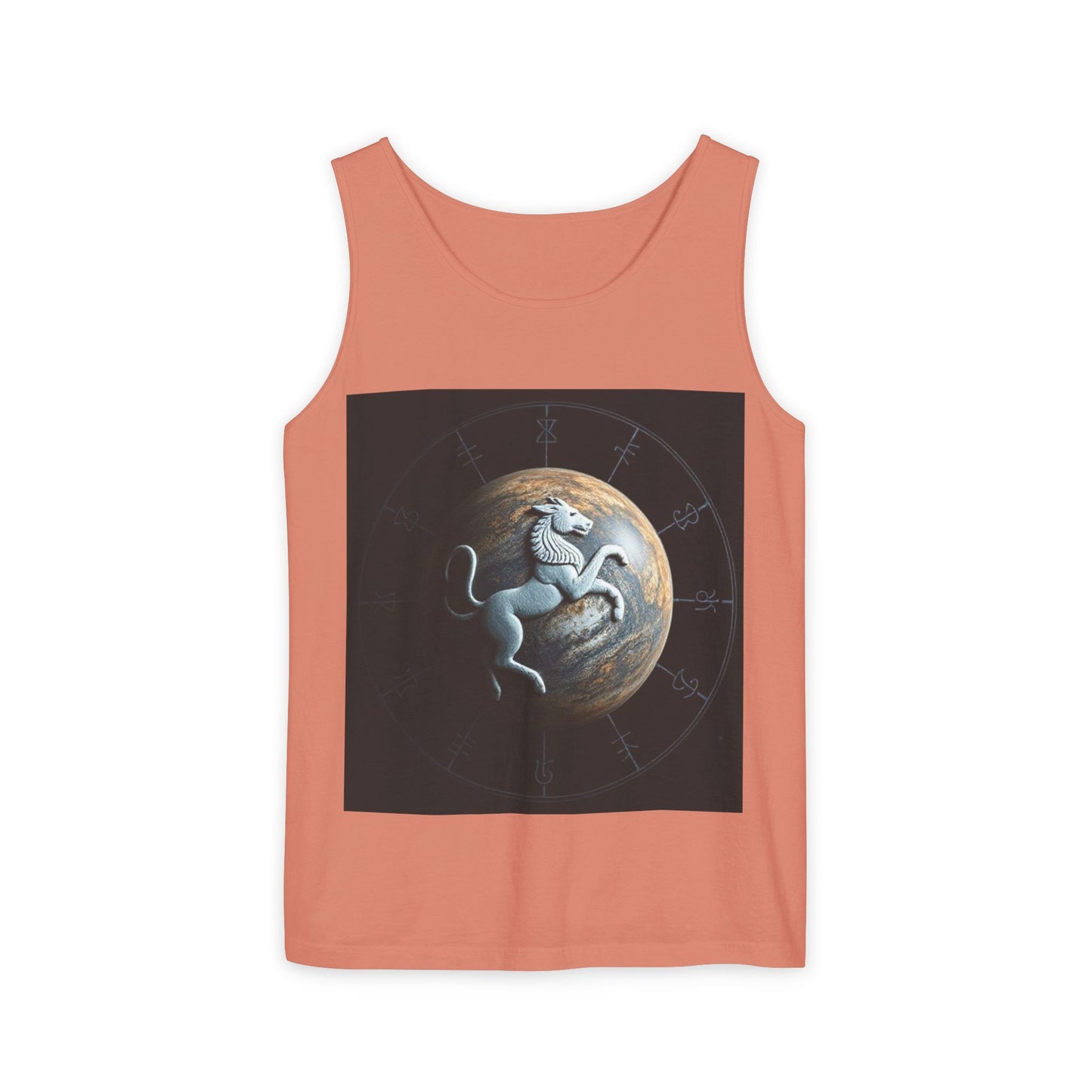 Unisex Garment-Dyed, Tank Top, Aquarius Design, Planet Animal, 100% Ringspun US cotton