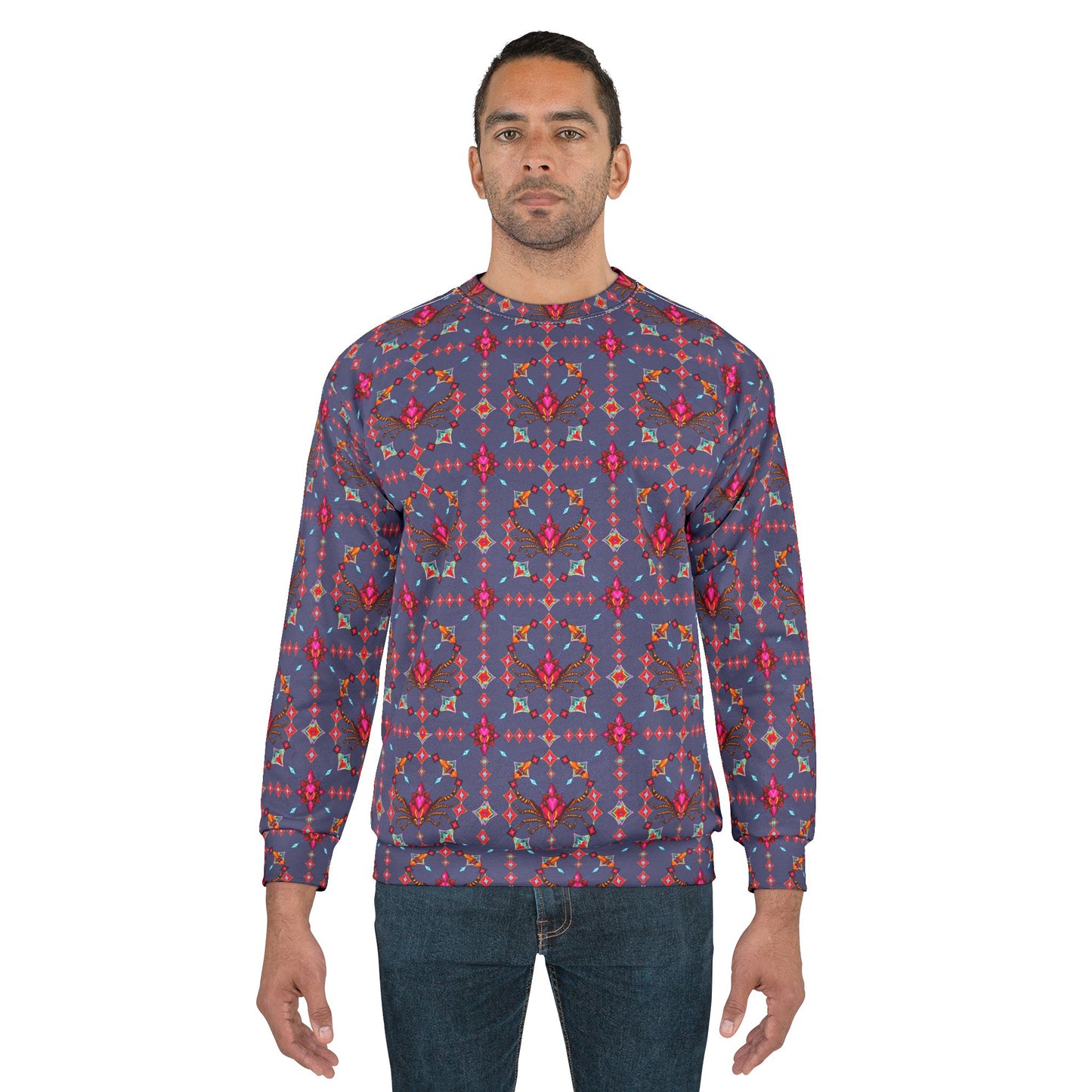 Unisex Sweatshirt (AOP), Scorpio, Zodiac v2, Jewel Pattern