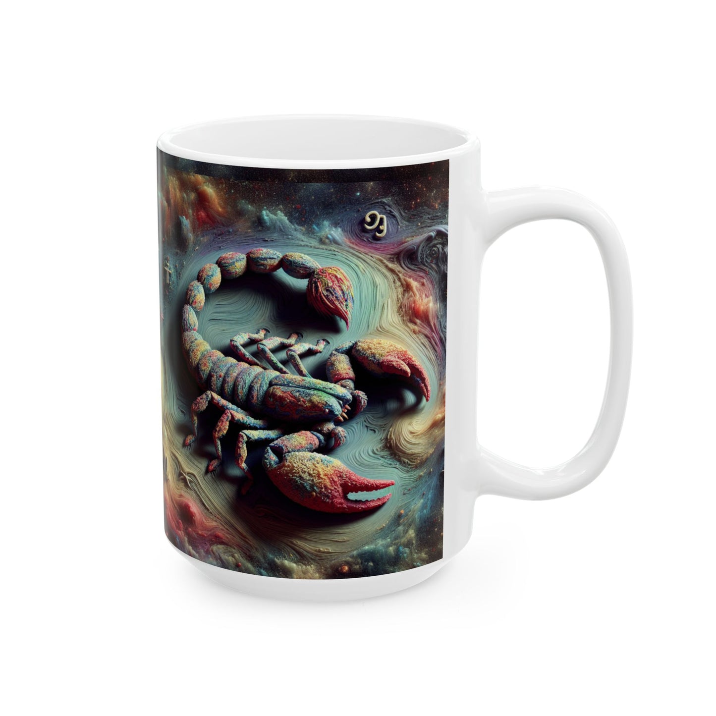 Ceramic Mug, (11oz, 15oz), Ceramic Coffee Mug, Trippy Scorpion, Scorpio Zodiac Design