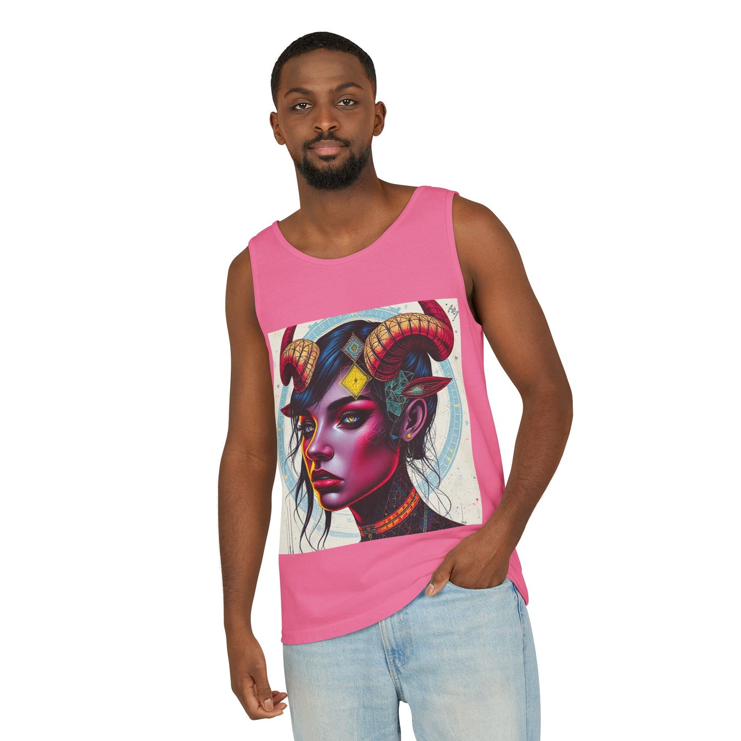 Unisex Garment-Dyed, Tank Top, Taurus Design, Pop Art v2, 100% US cotton