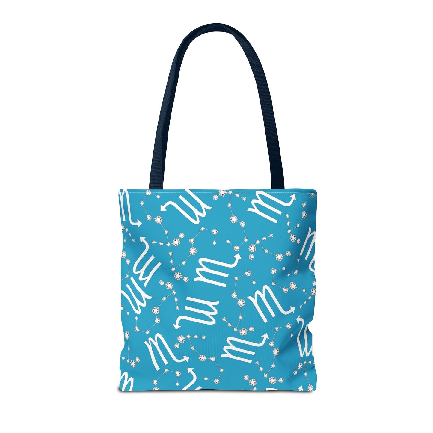 Tote Bag, Scorpio Zodiac Sign, AOP, (Turquoise, White)