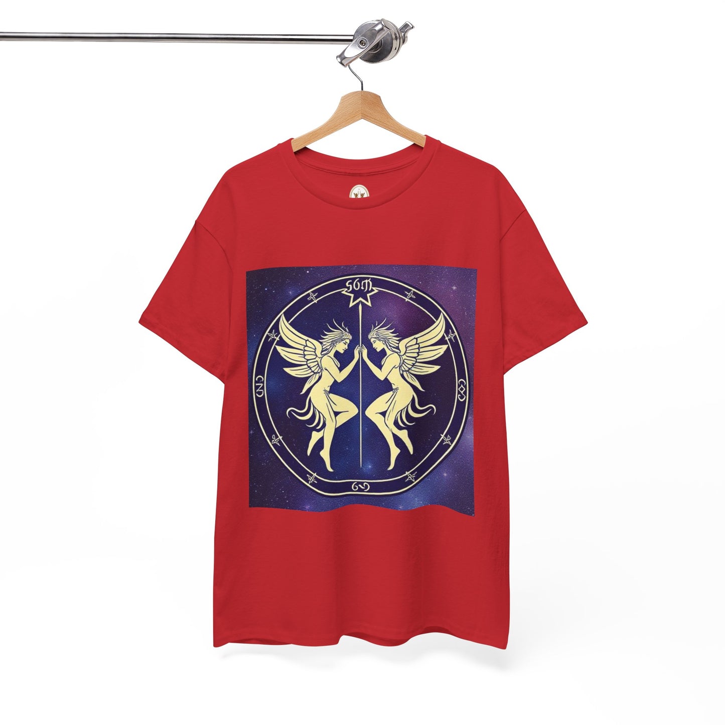 Unisex Heavy Cotton T-Shirt, Space Angel Twins v1, Gemini Zodiac Design