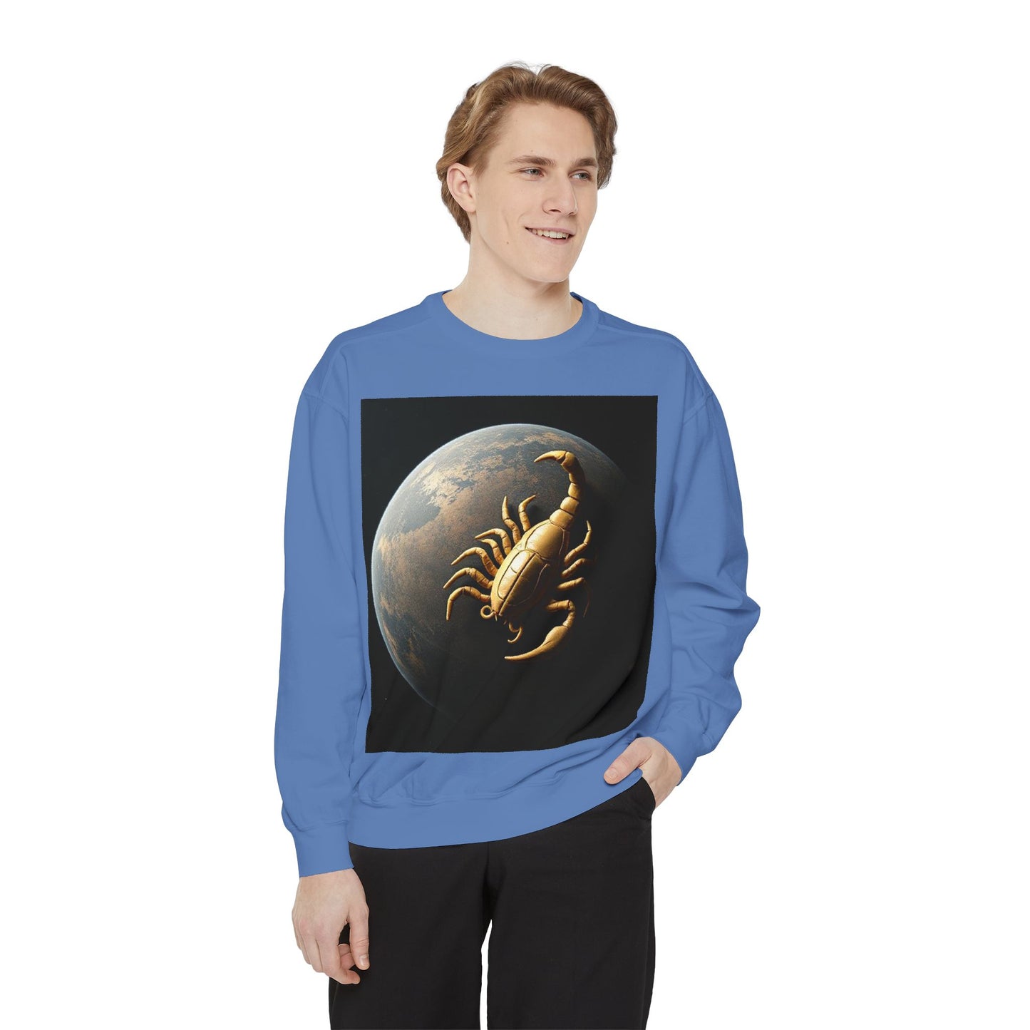 Garment-Dyed Sweatshirt, Unisex, Space Animal Design v1, Scorpio