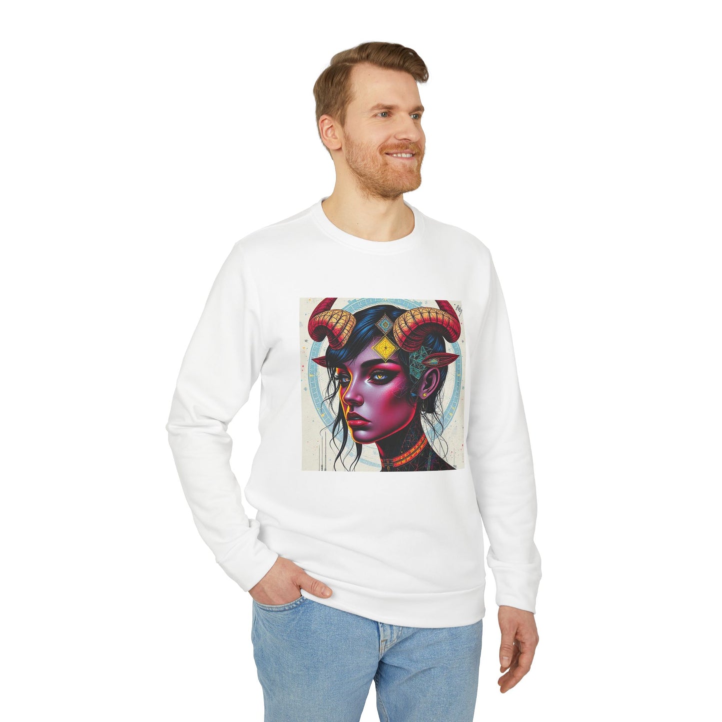 Adidas, Unisex Fleece Crewneck Sweatshirt, Taurus, Pop Art, Zodiac