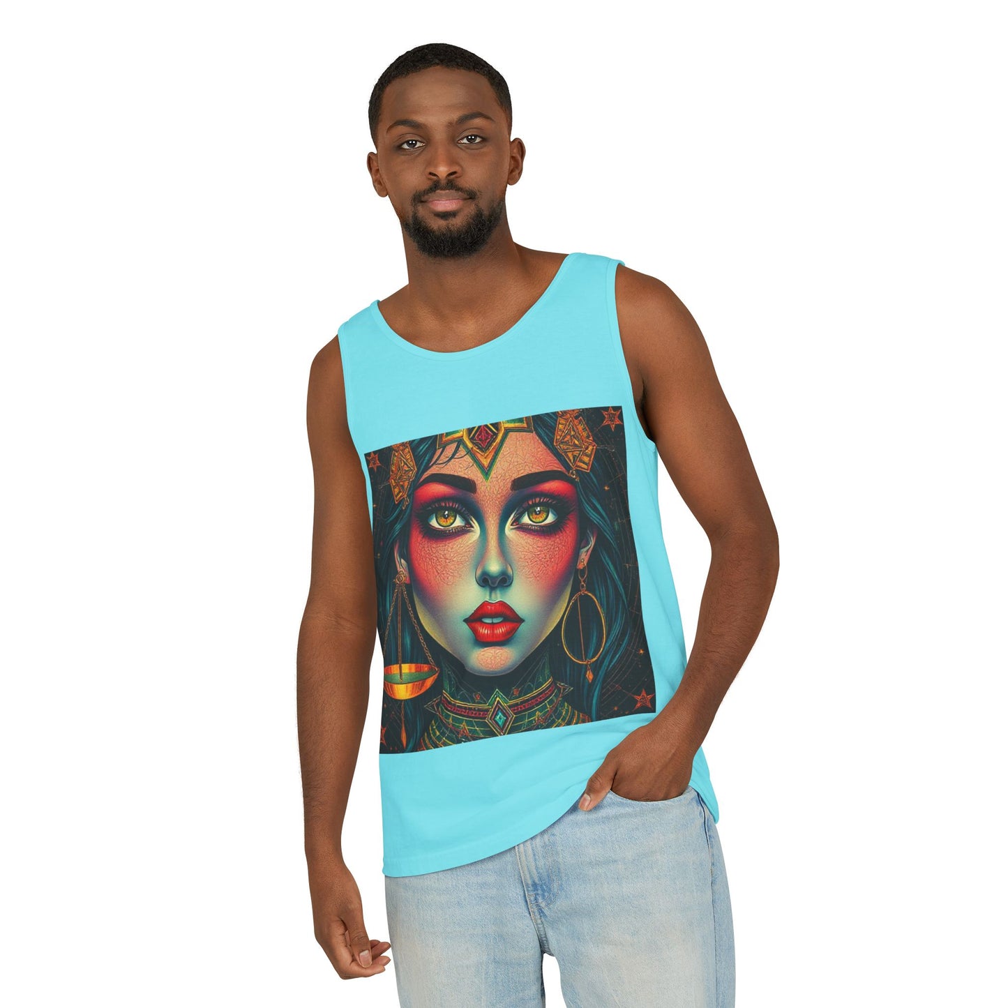 Unisex Garment-Dyed, Tank Top, Libra Design, Pop Art, 100% US cotton