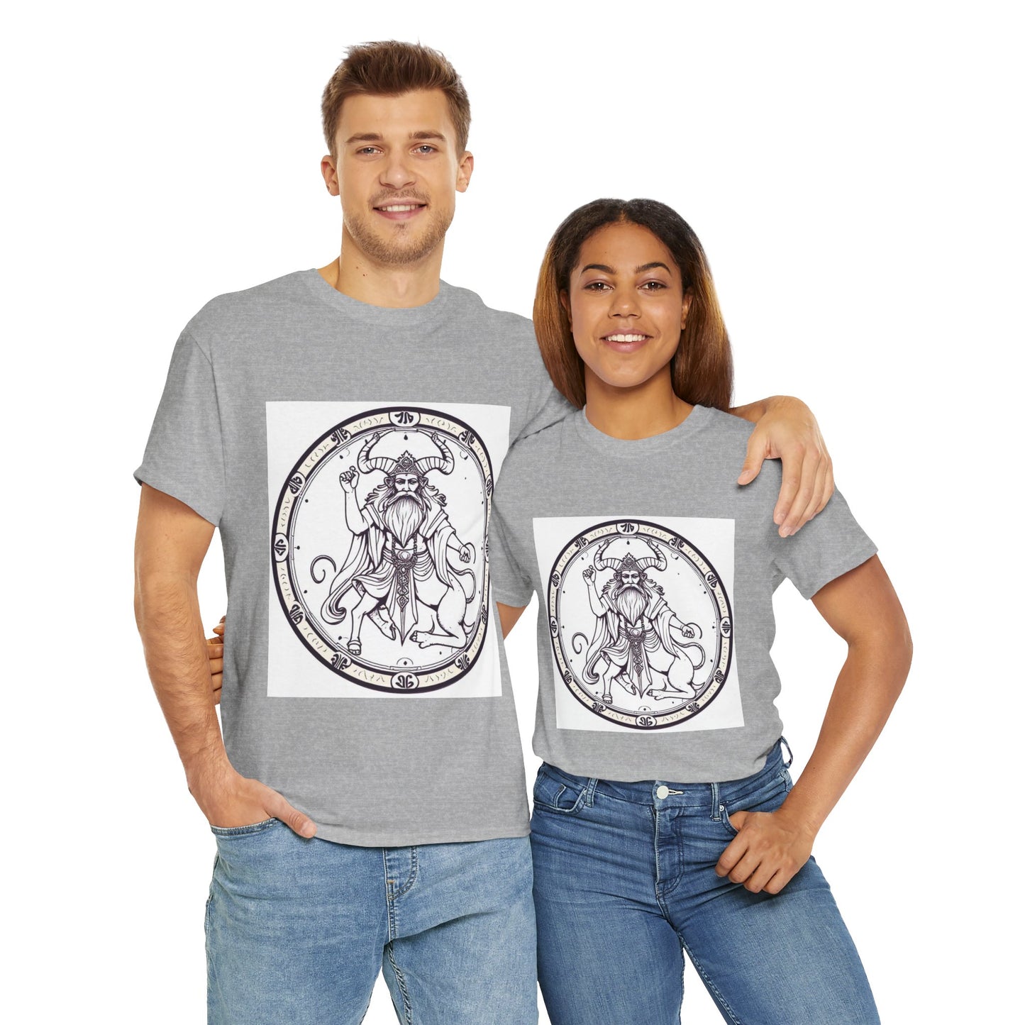 Unisex Heavy Cotton T-Shirt, Bull Centaur v1, Taurus Zodiac Design