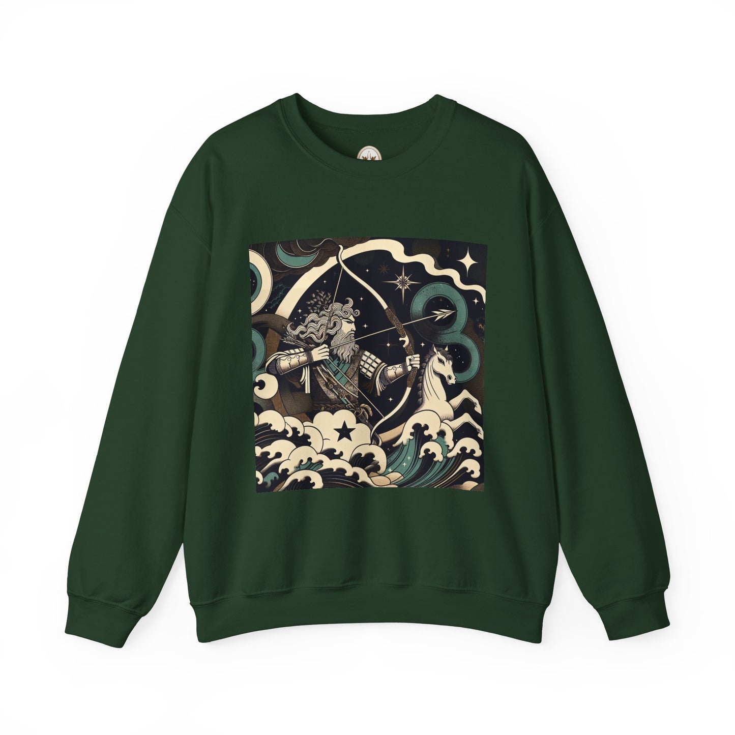 Unisex Heavy Blend™ Crewneck Sweatshirt, Man With Arrow Sagittarius Zodiac Design