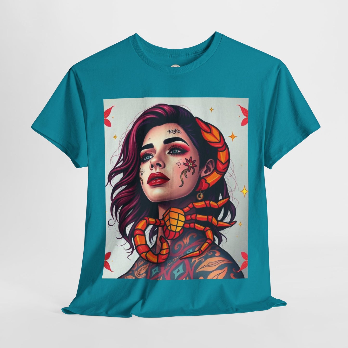 Unisex Heavy Cotton T-Shirt, Scorpio, Zodiac v3, Sexy Art