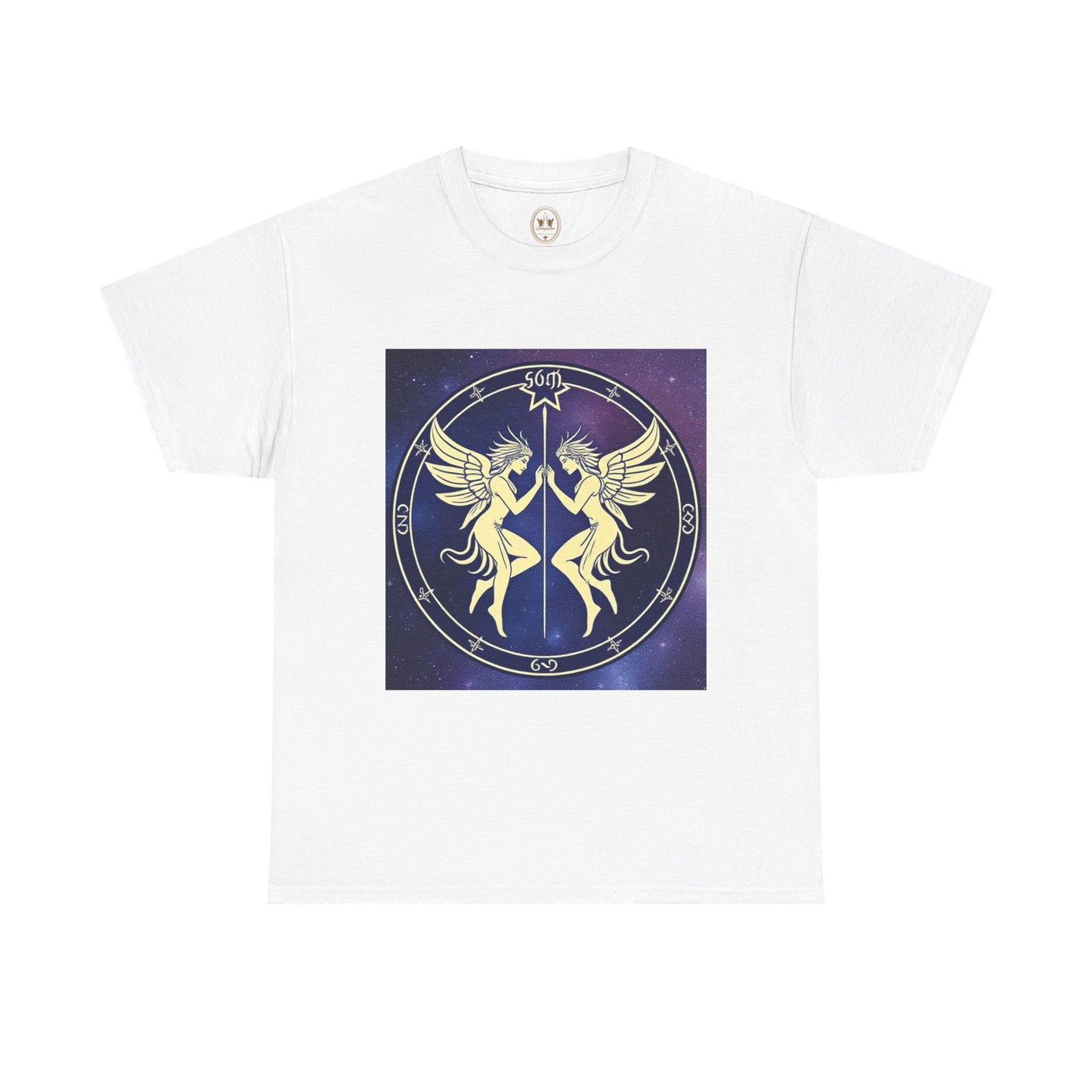 Unisex Heavy Cotton T-Shirt, Space Angel Twins v1, Gemini Zodiac Design