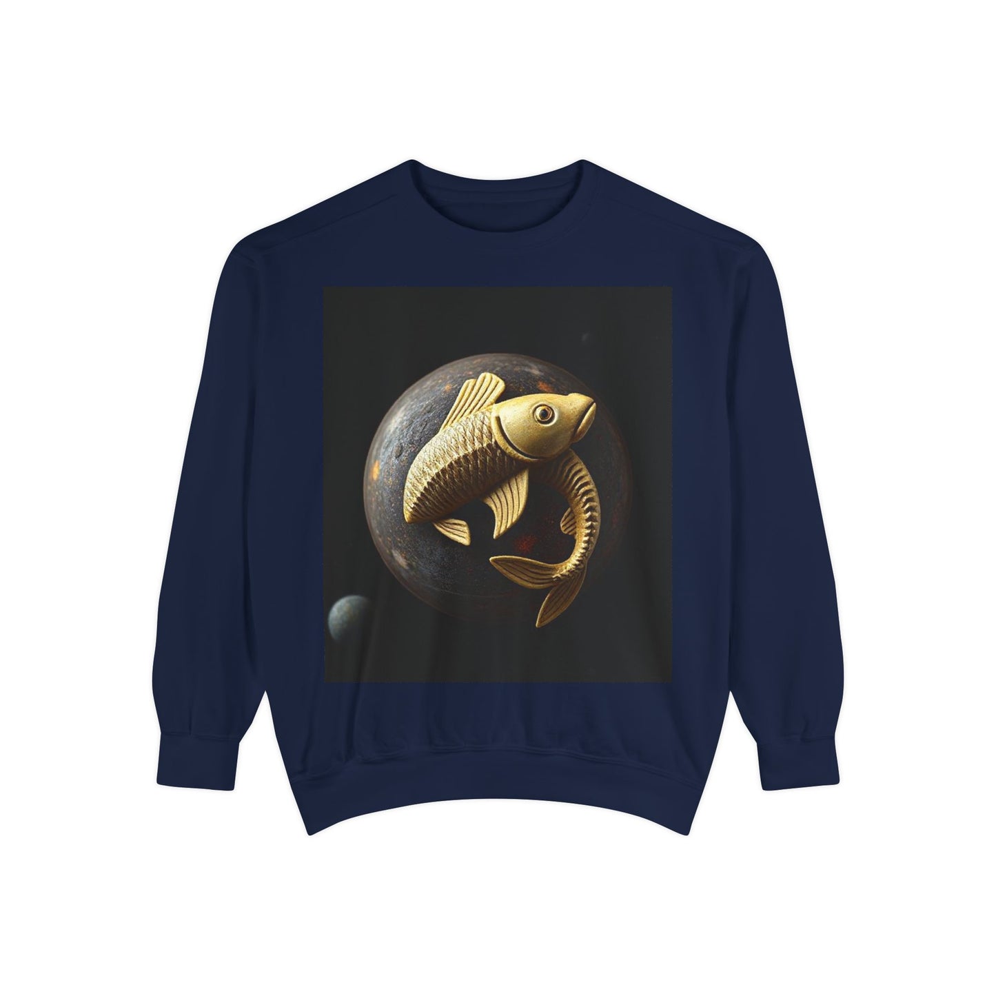 Garment-Dyed Sweatshirt, Unisex, Space Animal Design v1, Pisces