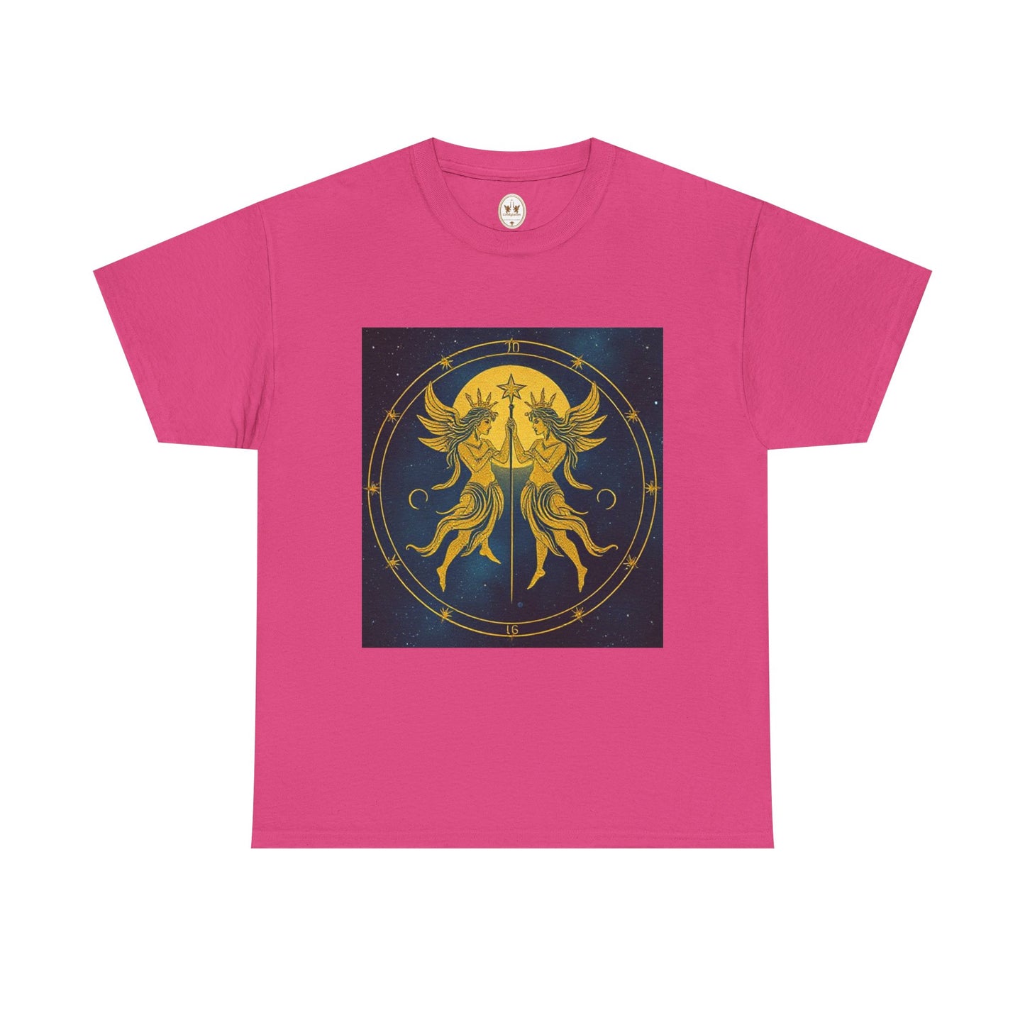 Unisex Heavy Cotton T-Shirt, Space Angel Twins v4, Gemini Zodiac Design